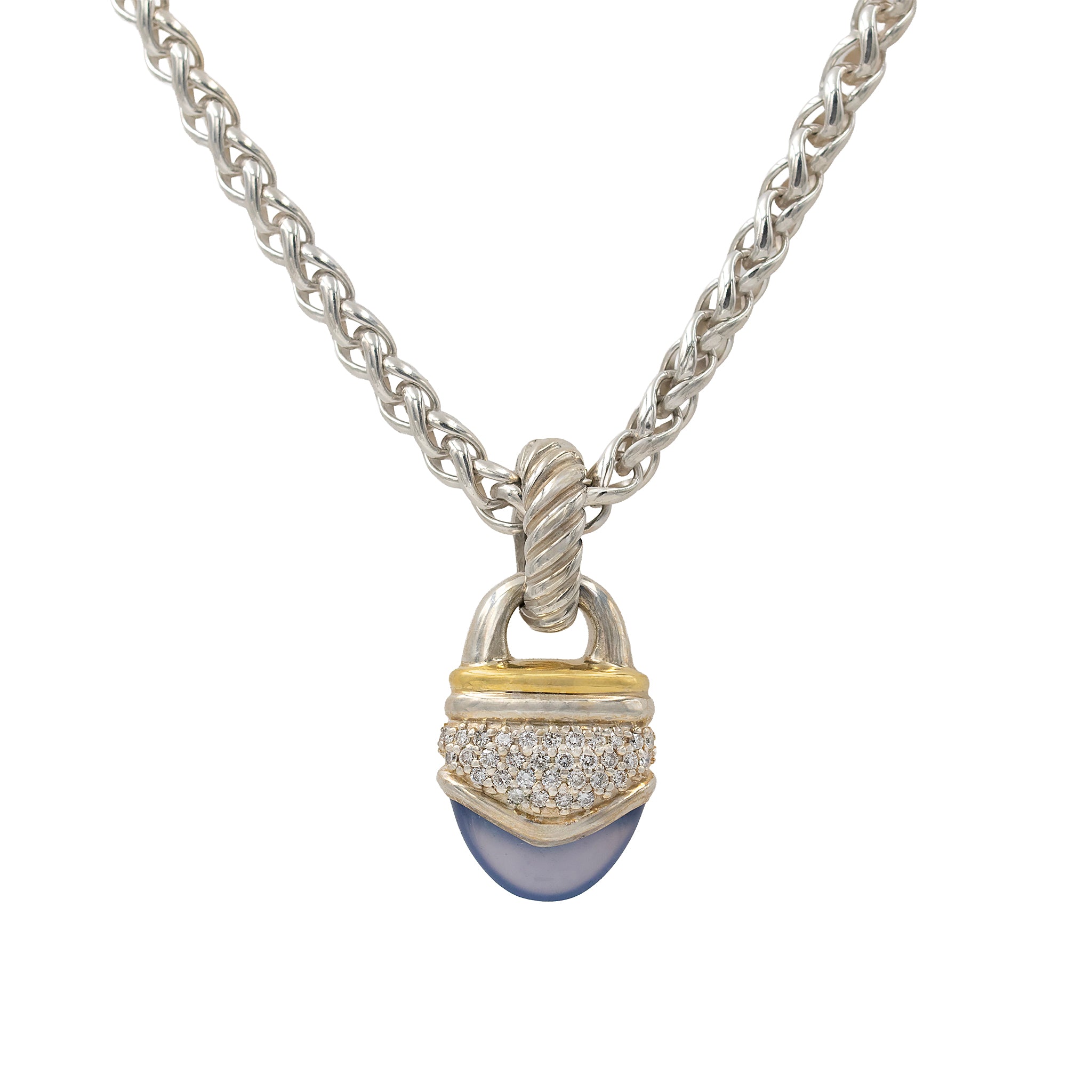 Yurman Chalcedony And Diamond Acorn Pendant On Chain