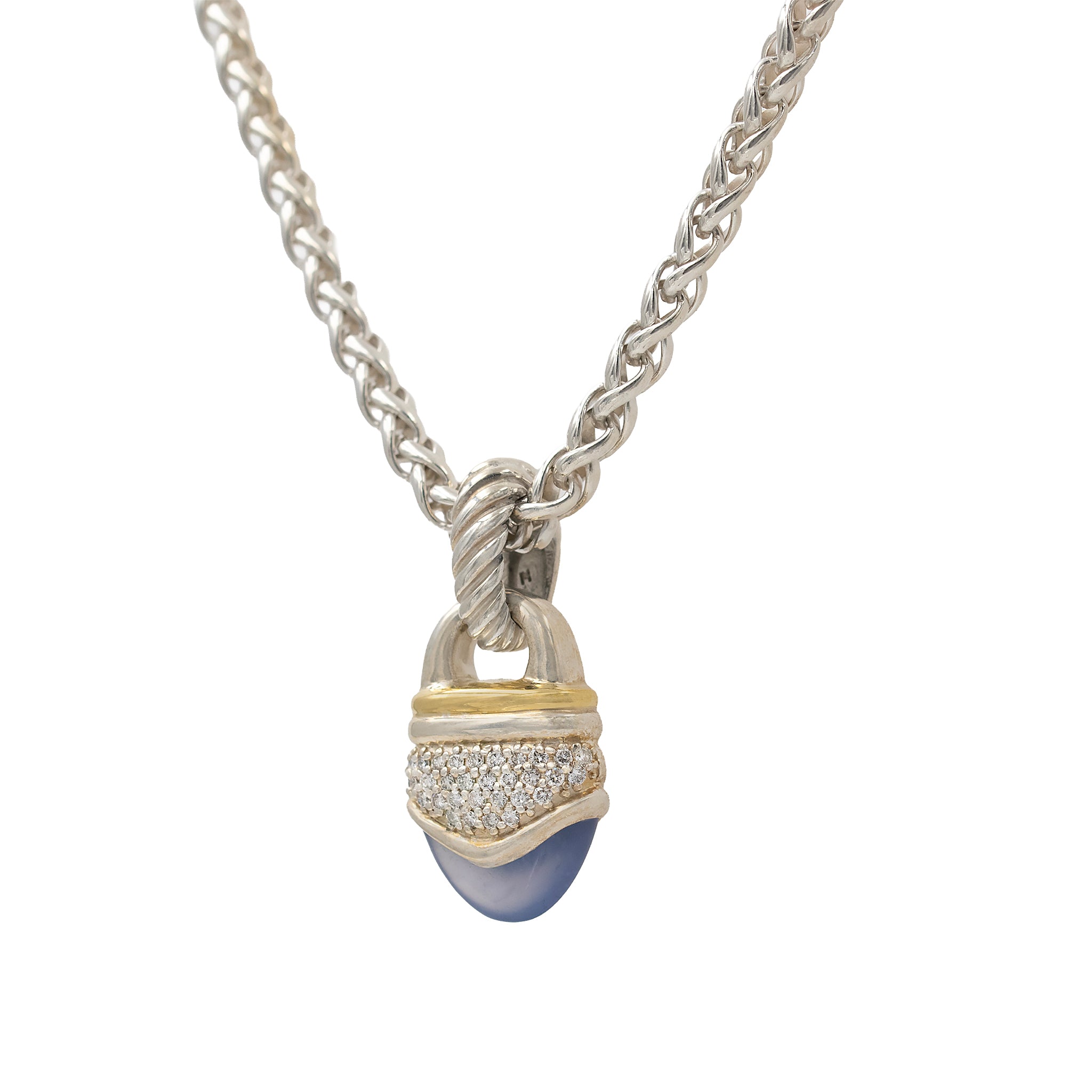Yurman Chalcedony And Diamond Acorn Pendant On Chain