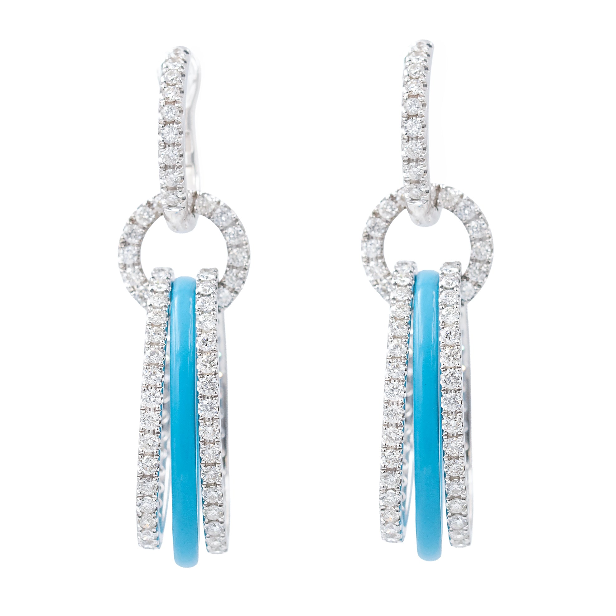 Dangling Diamond Hoop With Enamel Band Earrings