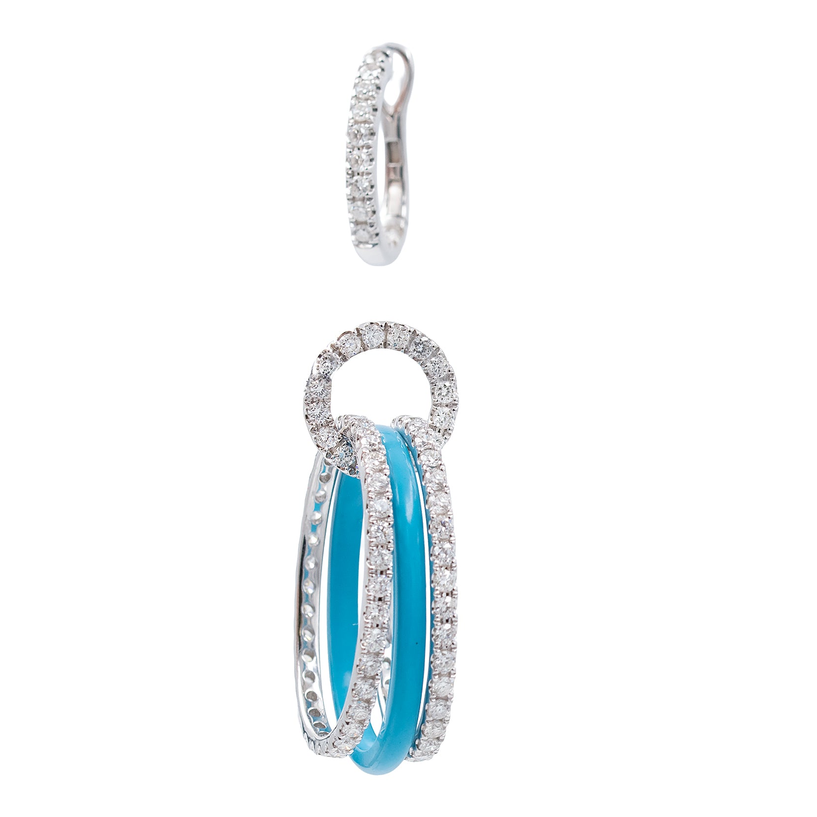 Dangling Diamond Hoop With Enamel Band Earrings