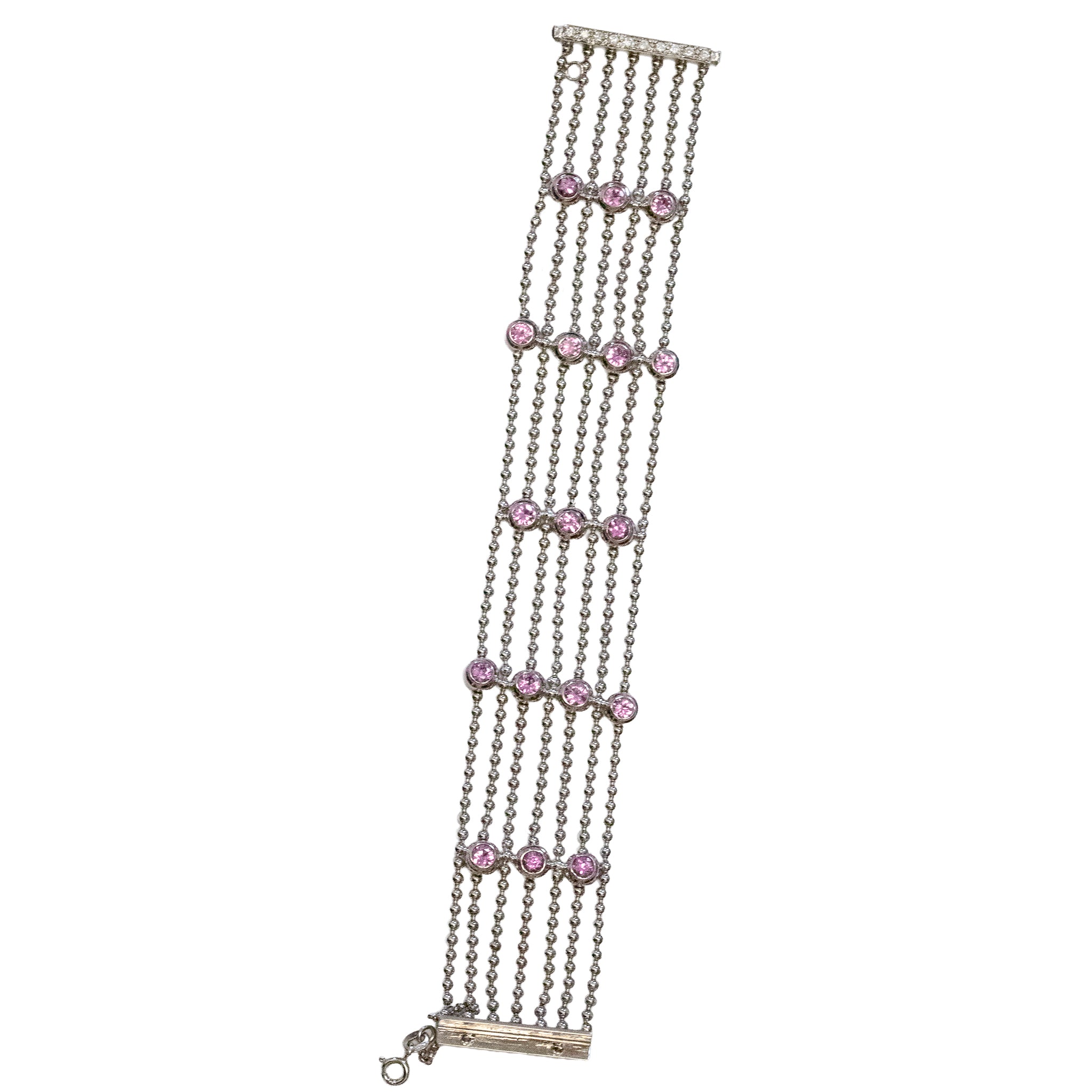 Pink Tourmaline Wide Multirow Bracelet