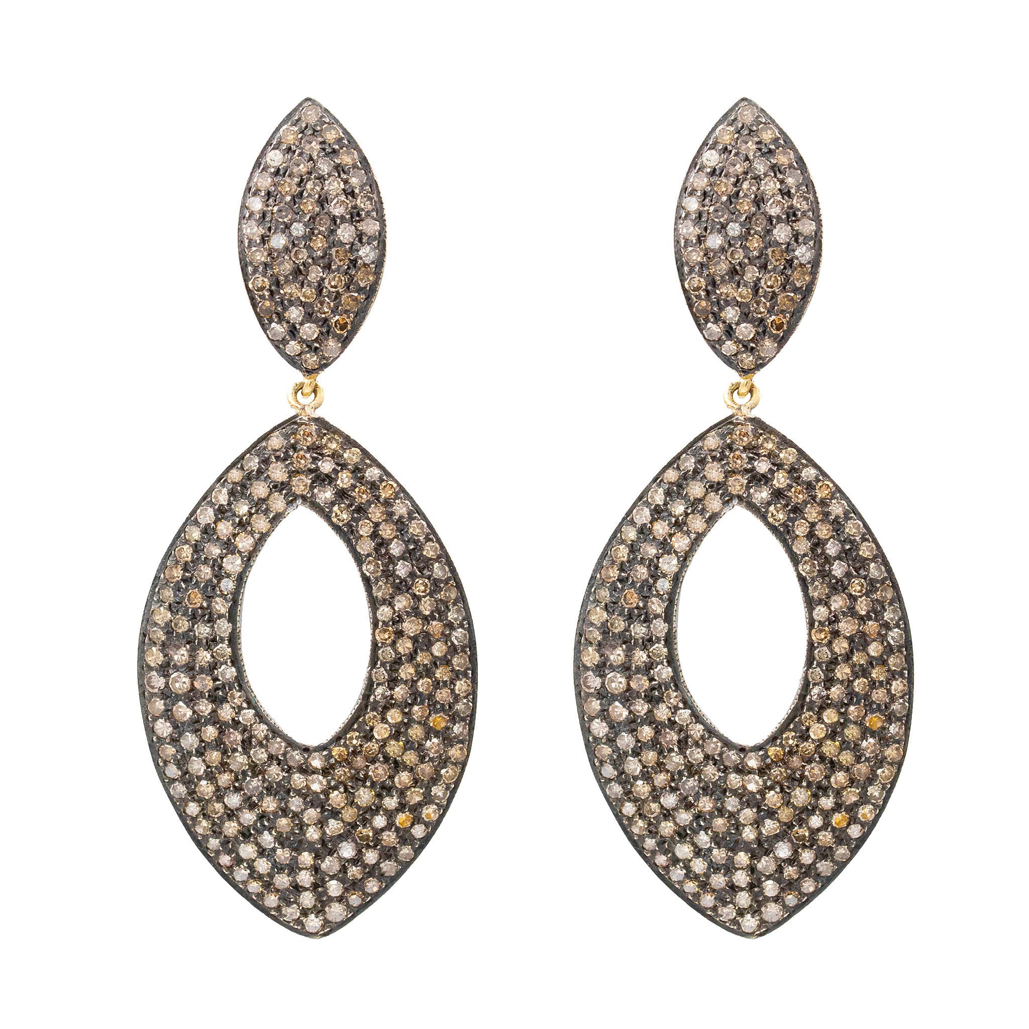 chocolate diamond open marquise shaped drop earring