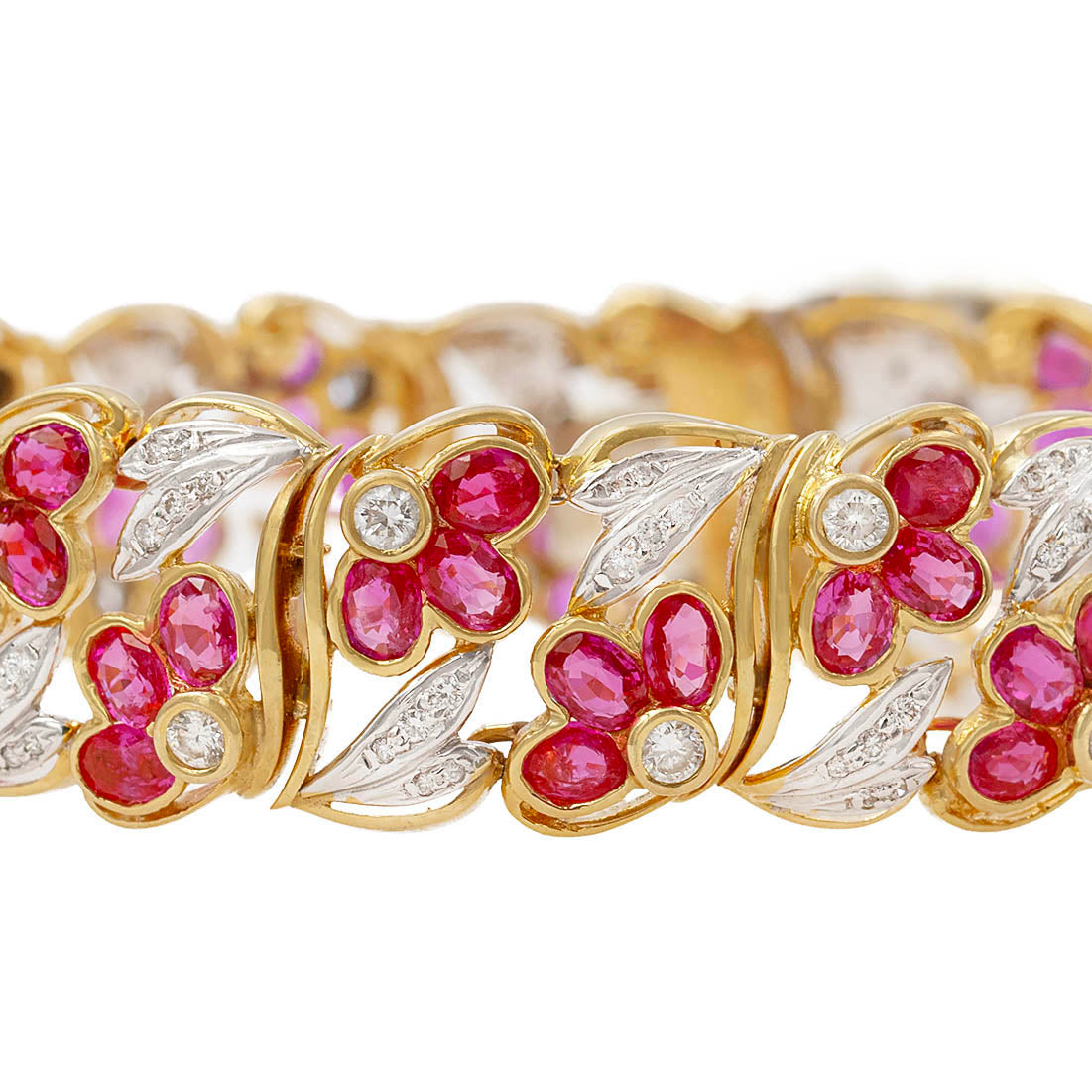 ruby and diamond bracelet in yellow gold