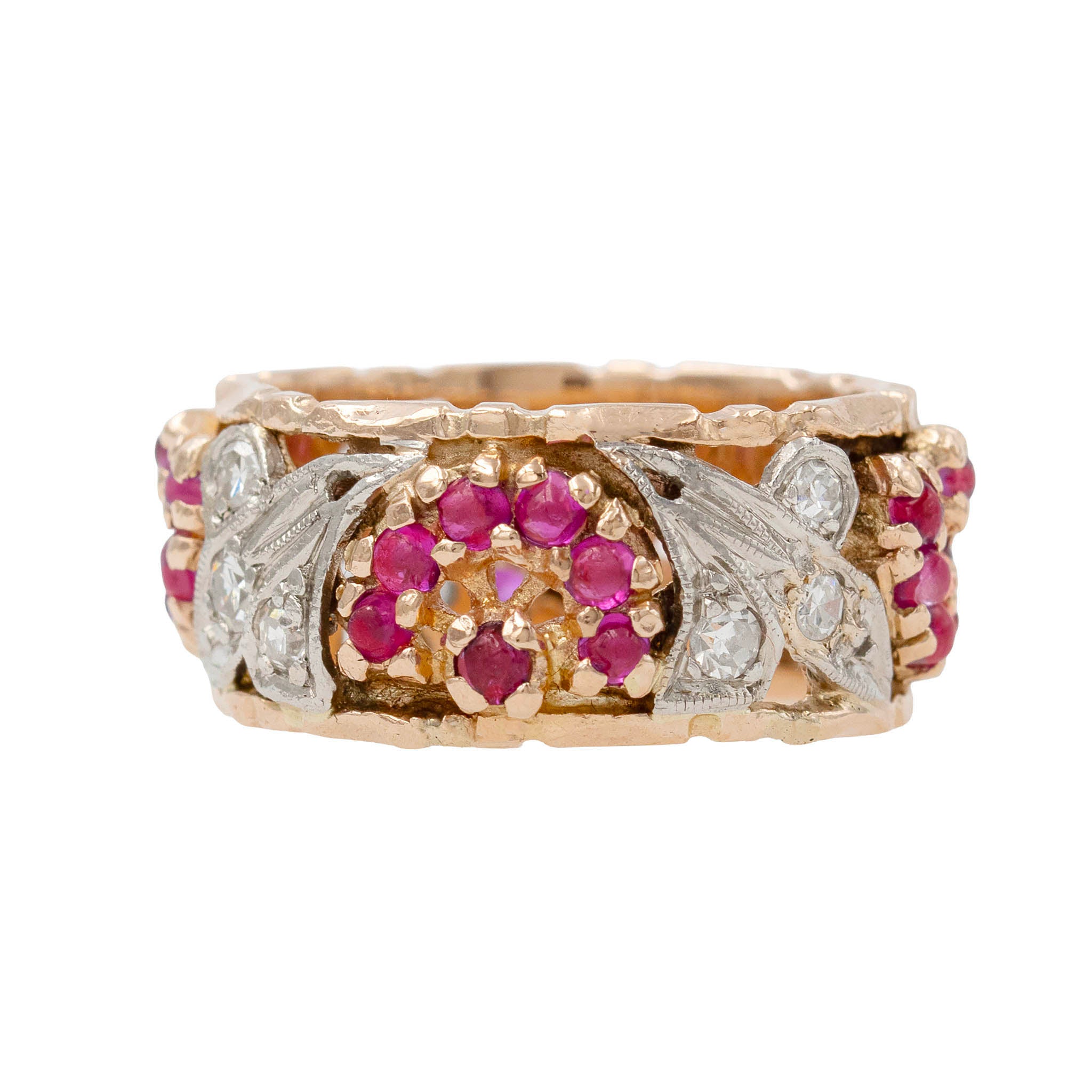 ruby and diamond estate eternity band