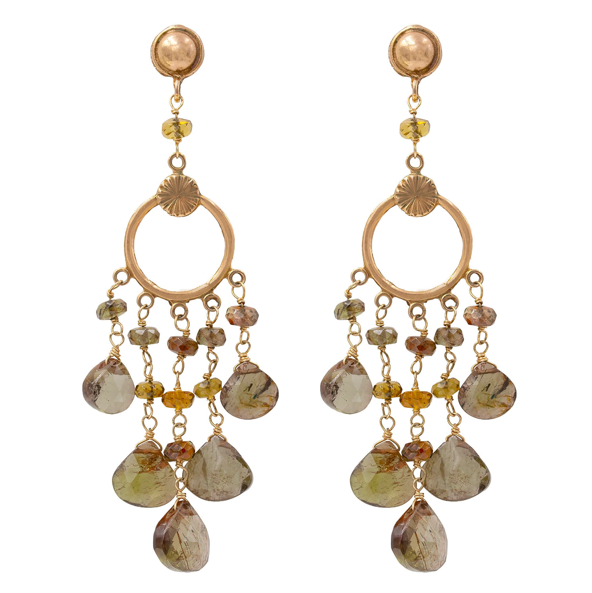 smoky quartz drop chandelier earrings