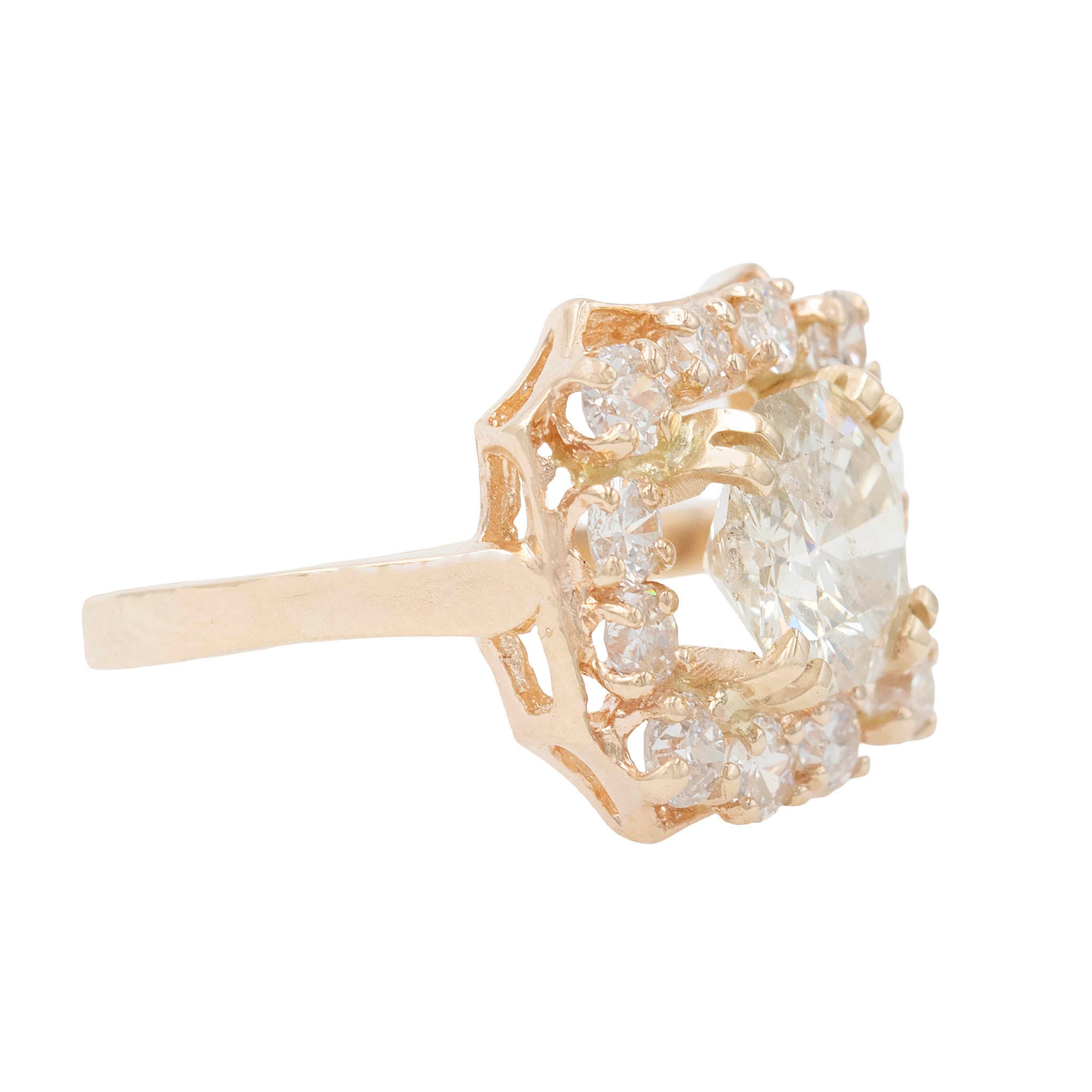 Center Round Diamond In Square Halo Diamond Ring