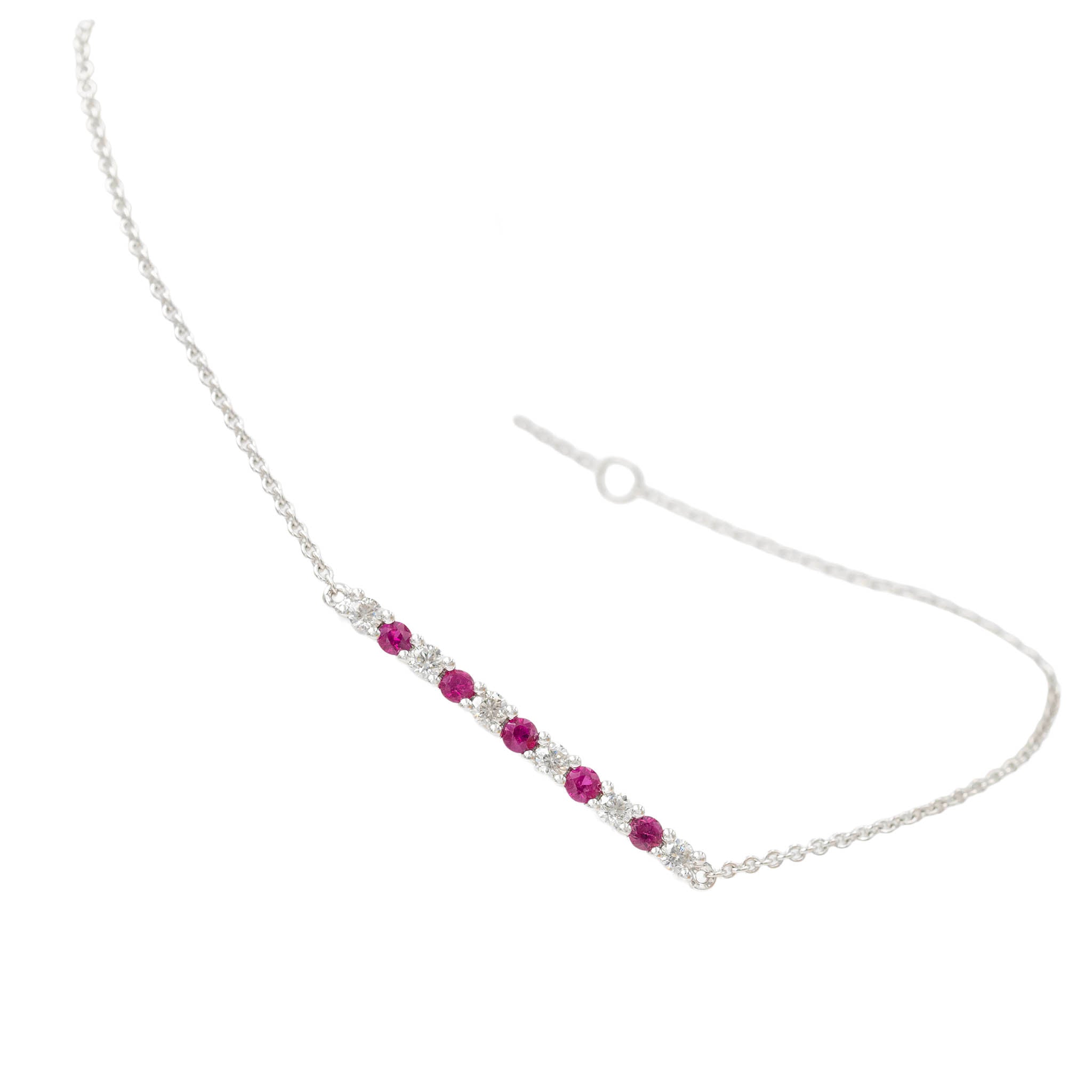 Ruby And Diamond Bar Slim Bracelet