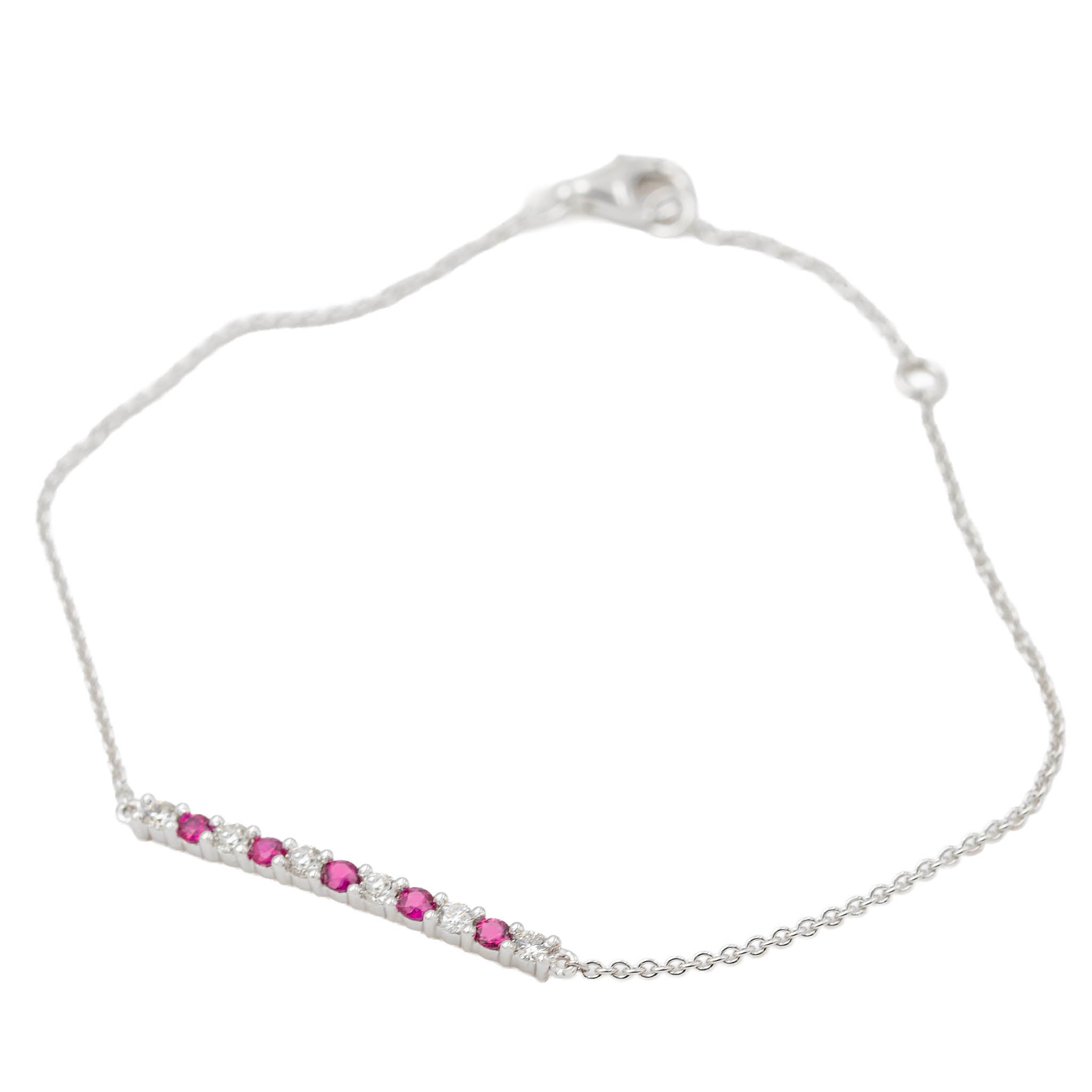 Ruby And Diamond Bar Slim Bracelet