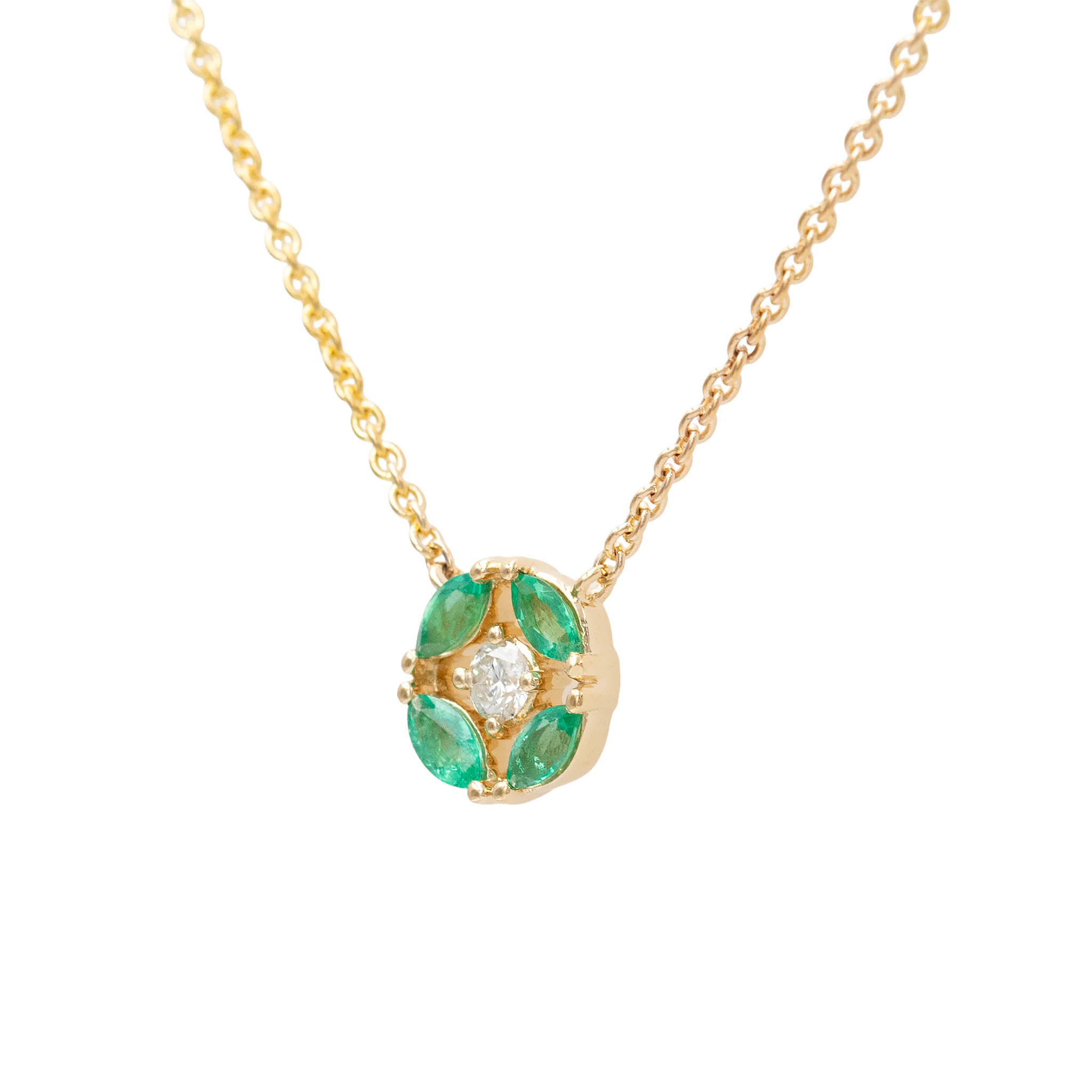 Marquise Emerald Pendant With Diamond Center