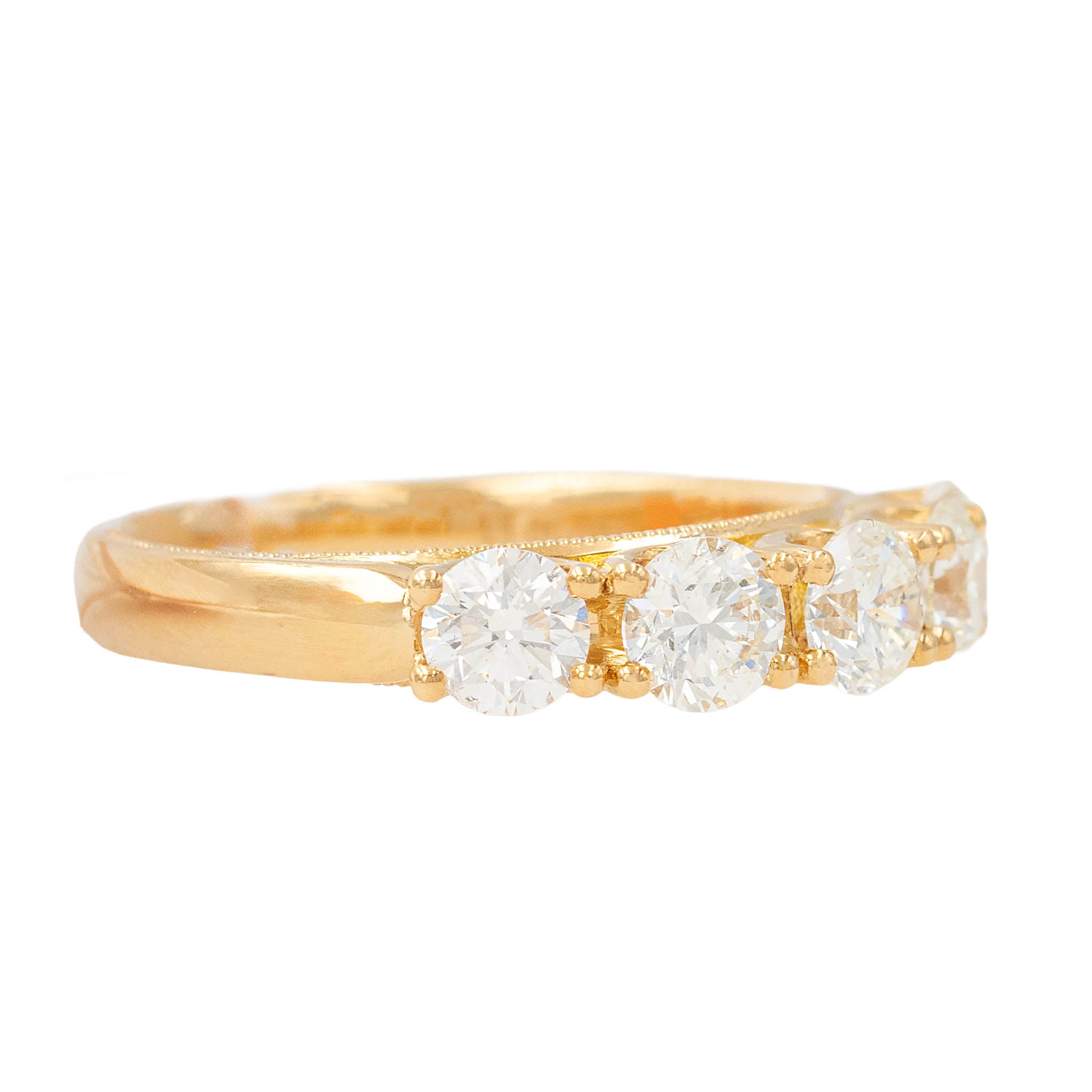 Five Stone Round Diamond Band In Yellow Gold
