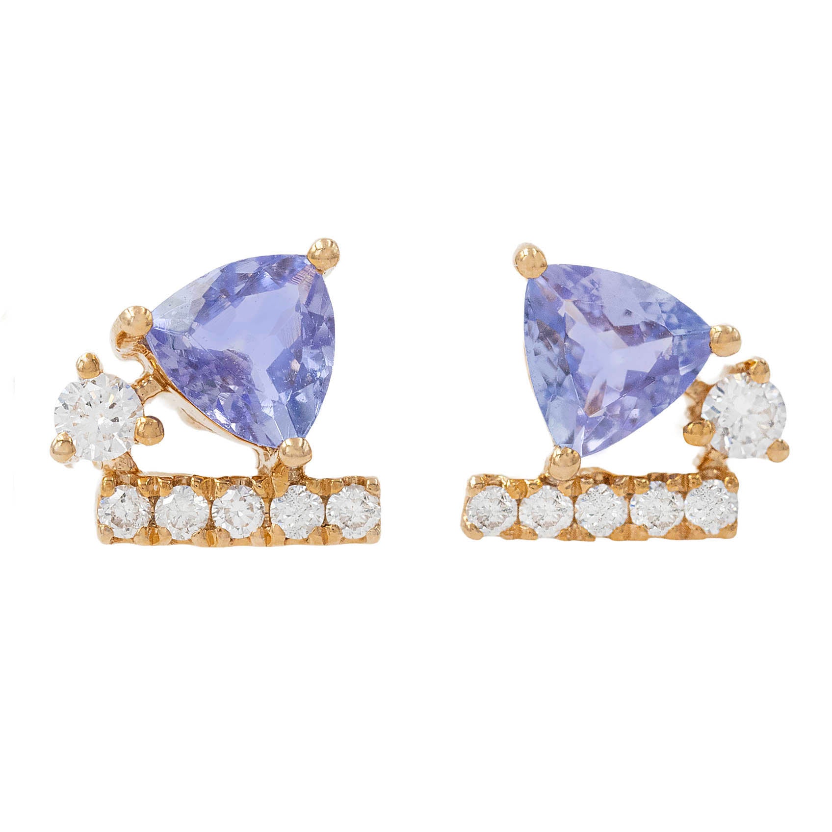 Tanzanite And Diamond Contemporary Stud Earrings