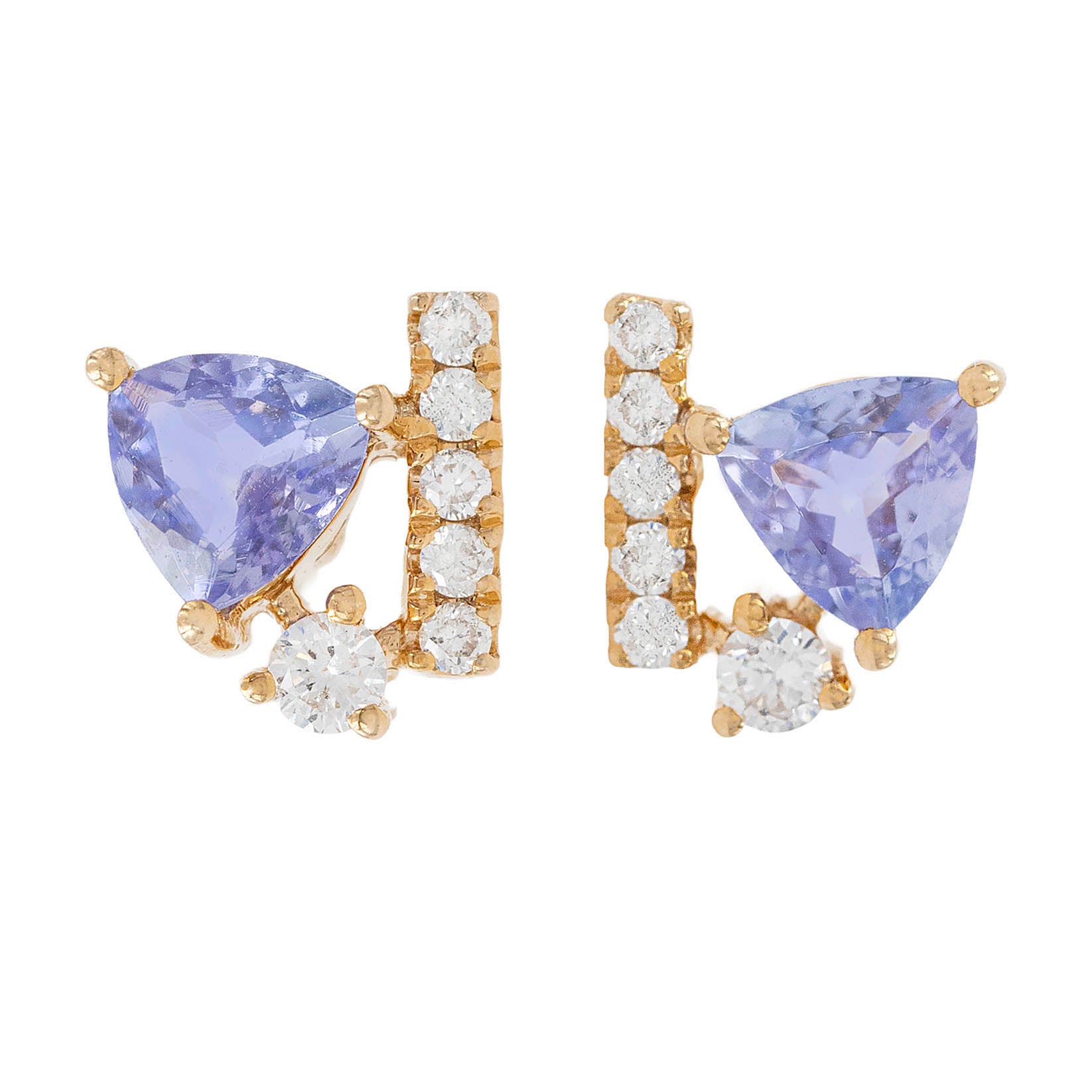 Tanzanite And Diamond Contemporary Stud Earrings