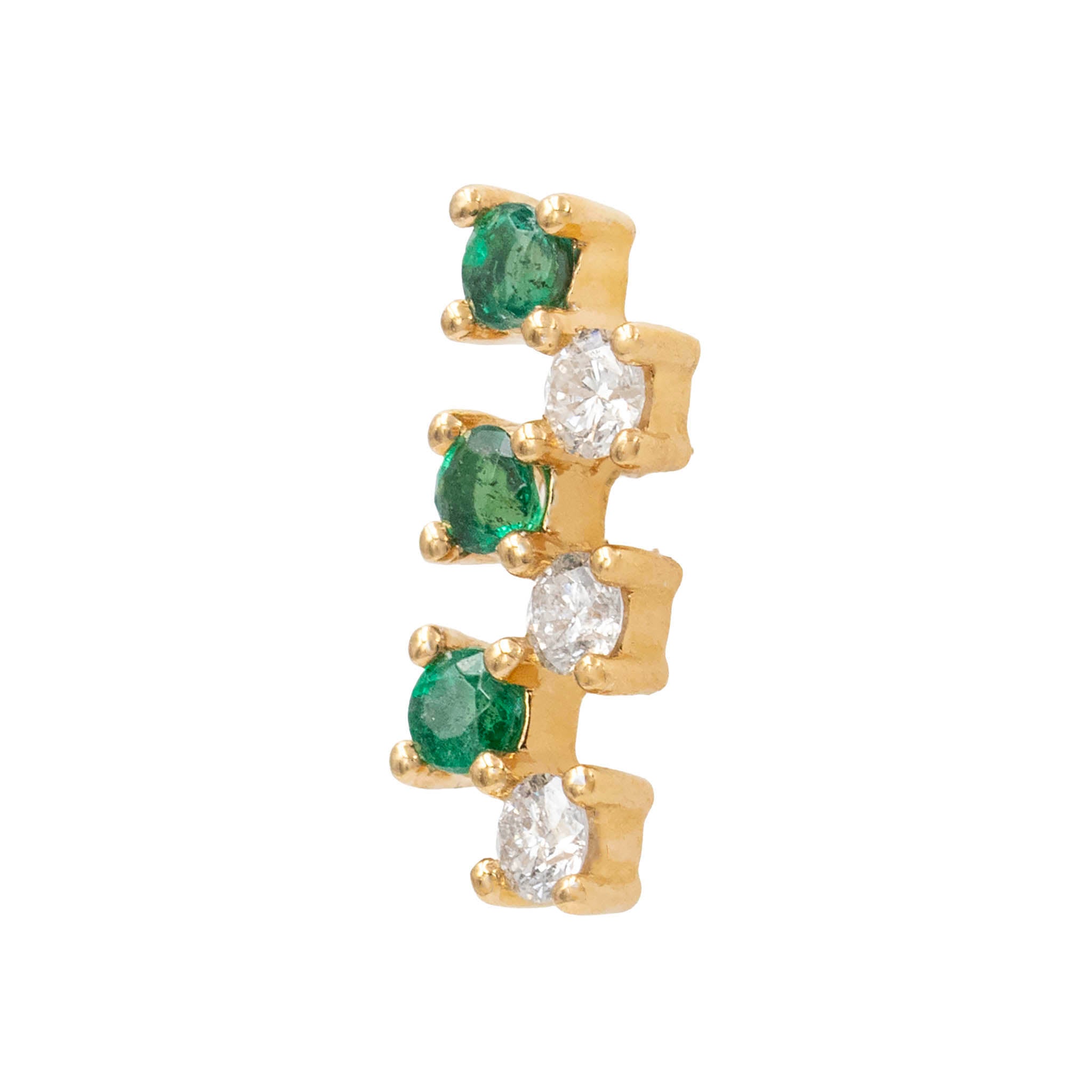 Emerald And Diamond Straight Stud Earring