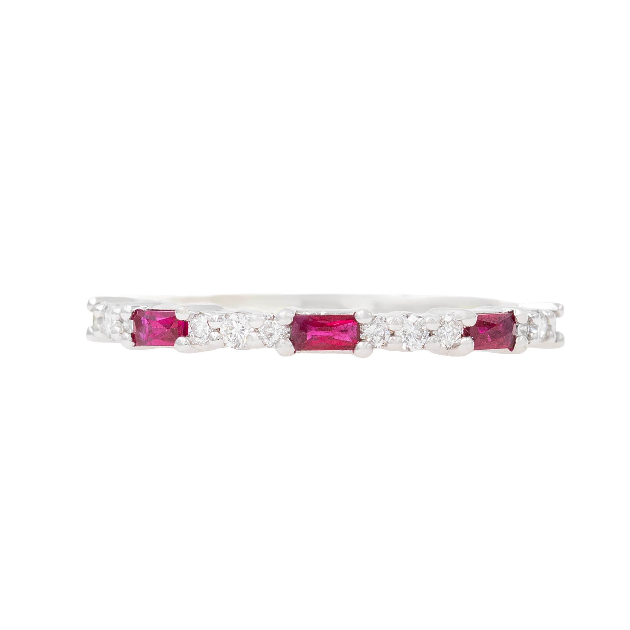 Baguette Ruby And Round Diamond Band