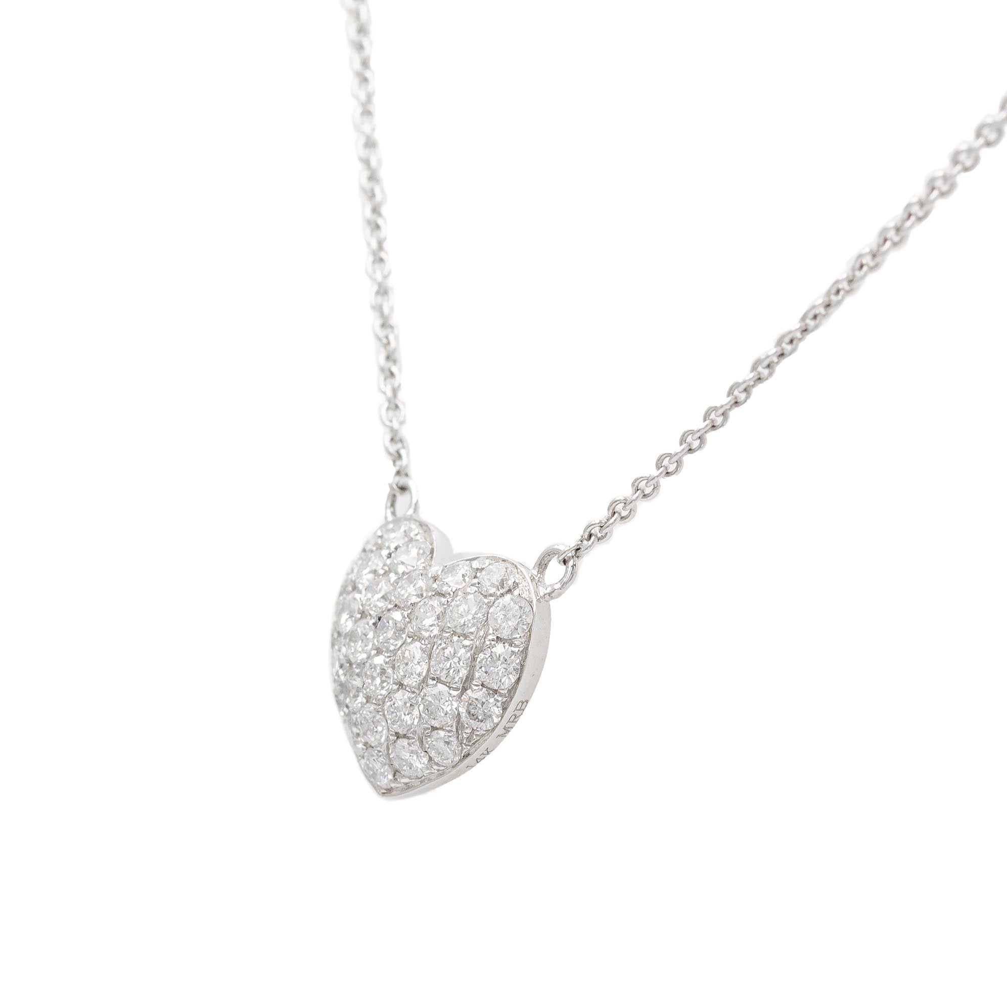 Pave Diamond Heart Pendant Necklace In White Gold