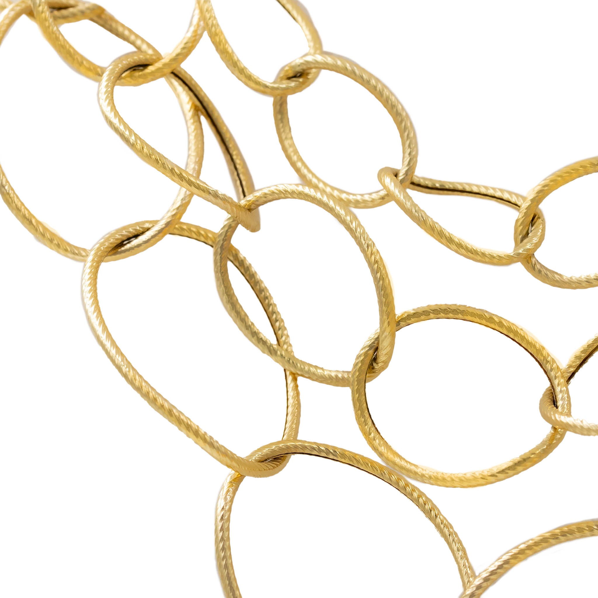 Textured Circle Link Triple Row Gold Necklace