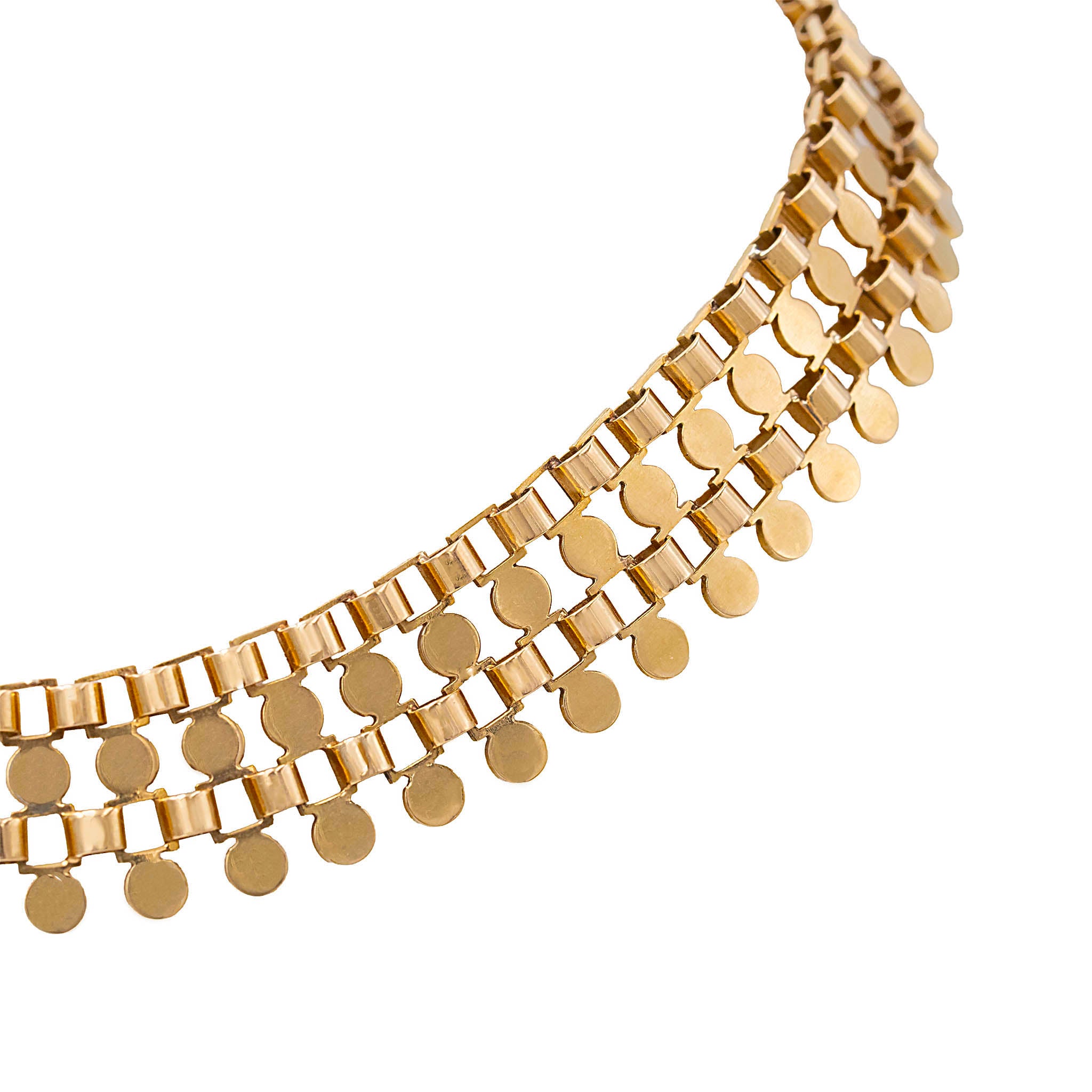 18k Gold Disc And Link Collar Necklace