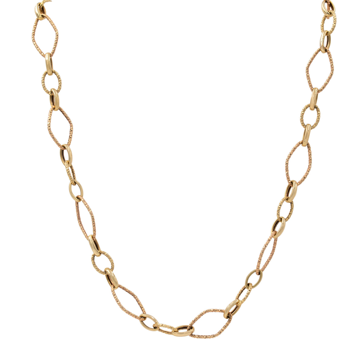 Textured And Polished Link Gold Necklace