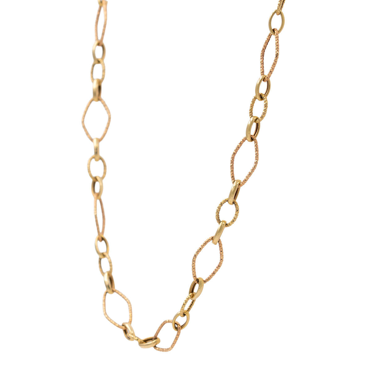 Textured And Polished Link Gold Necklace