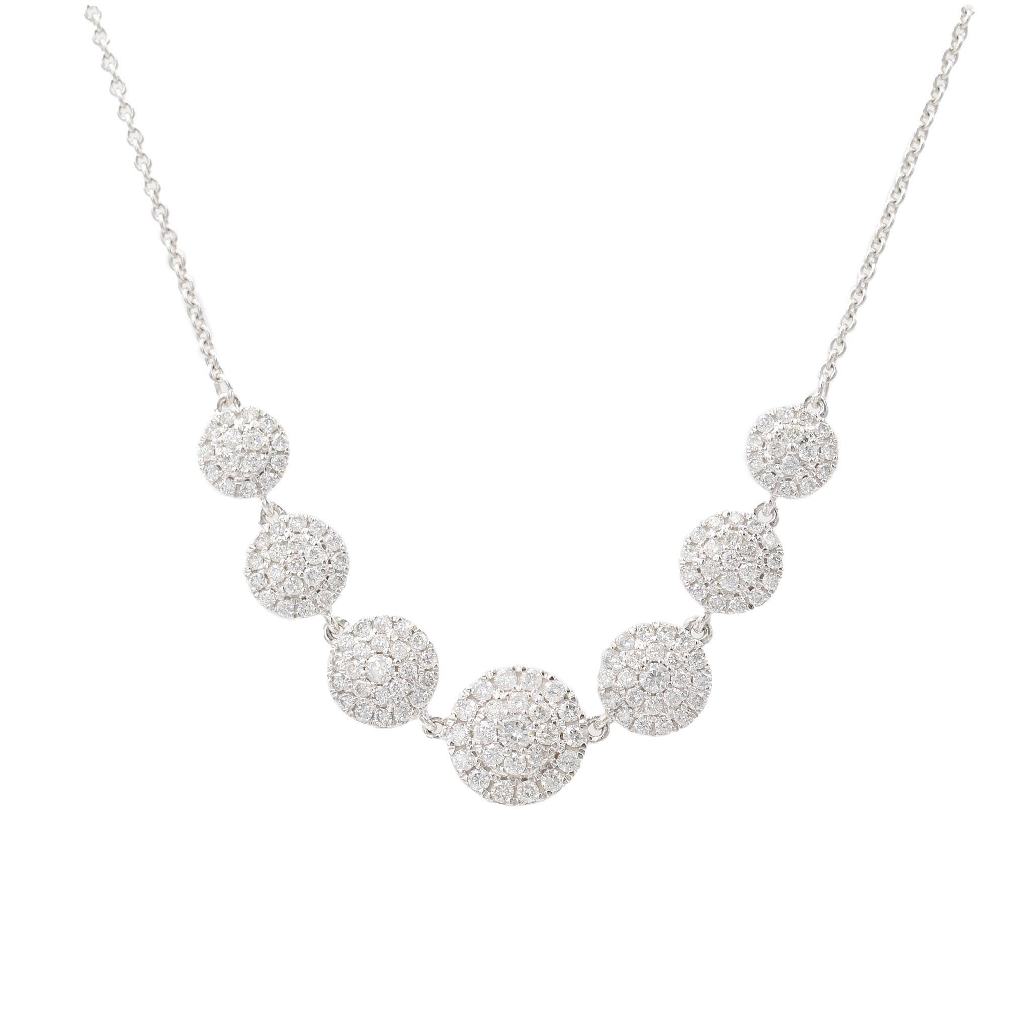 Graduating Pave Diamond Disc Necklace