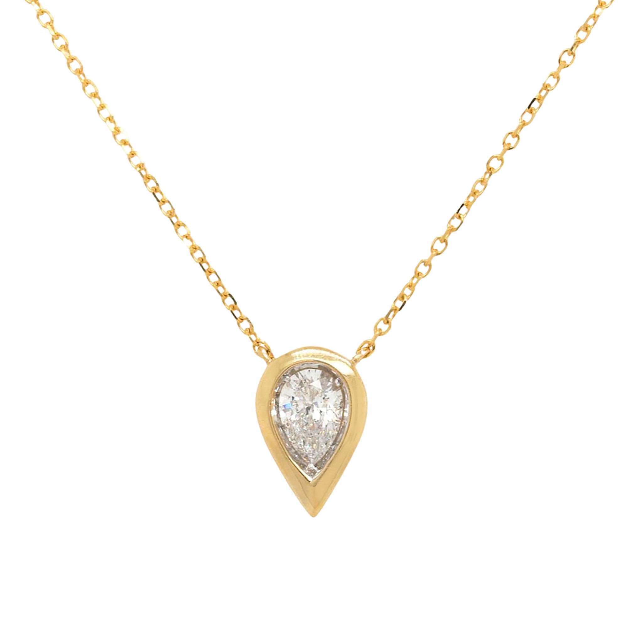 Bezel Set Pear Shaped Diamond Pendant