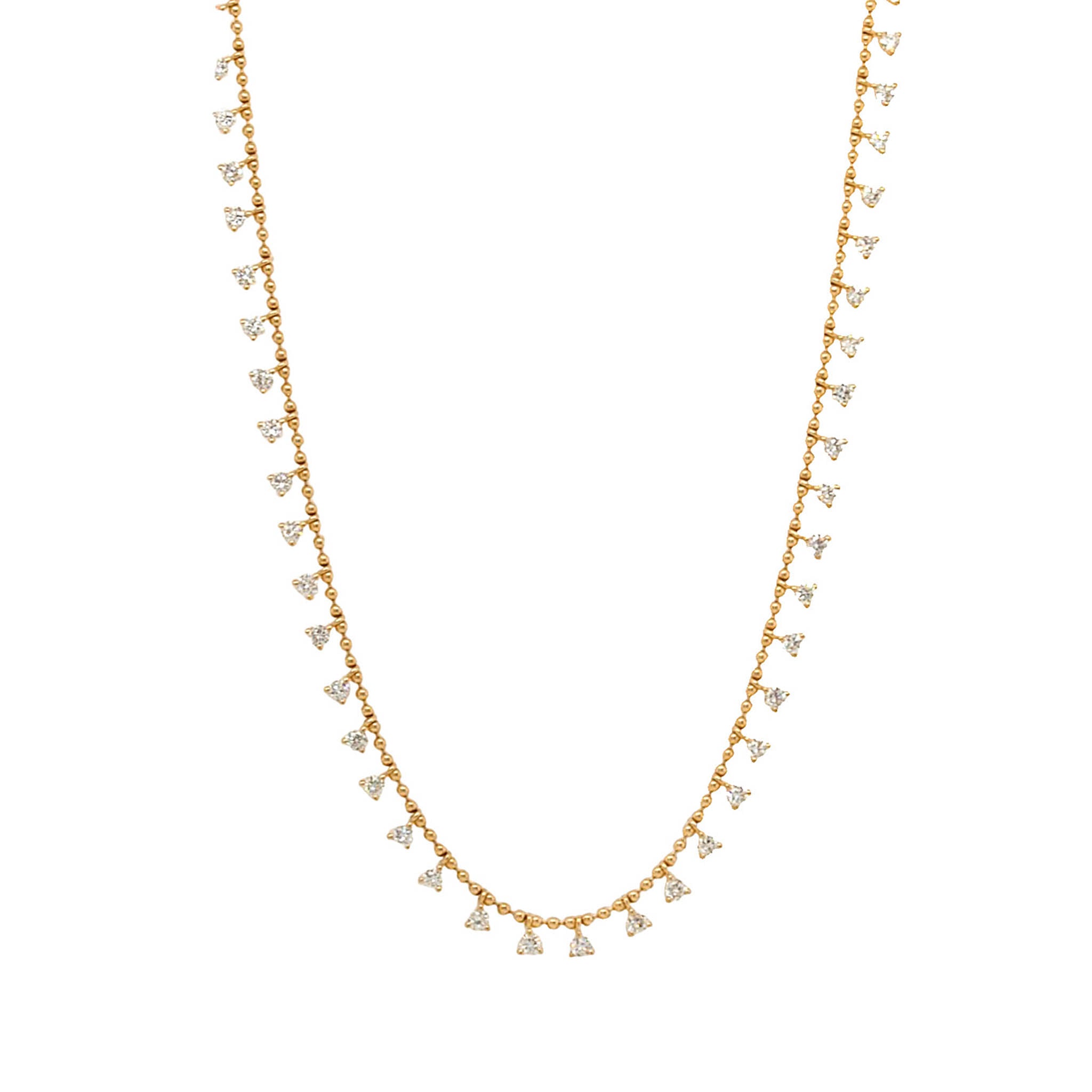 Small Diamond Drop On Bubble Chain Necklace