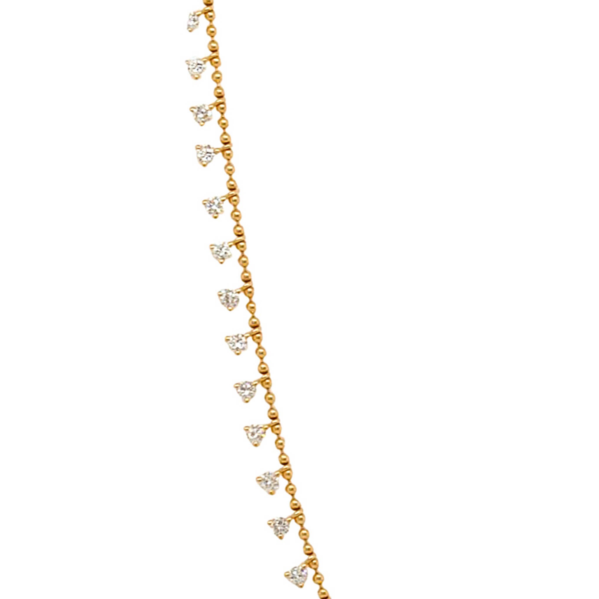 Small Diamond Drop On Bubble Chain Necklace