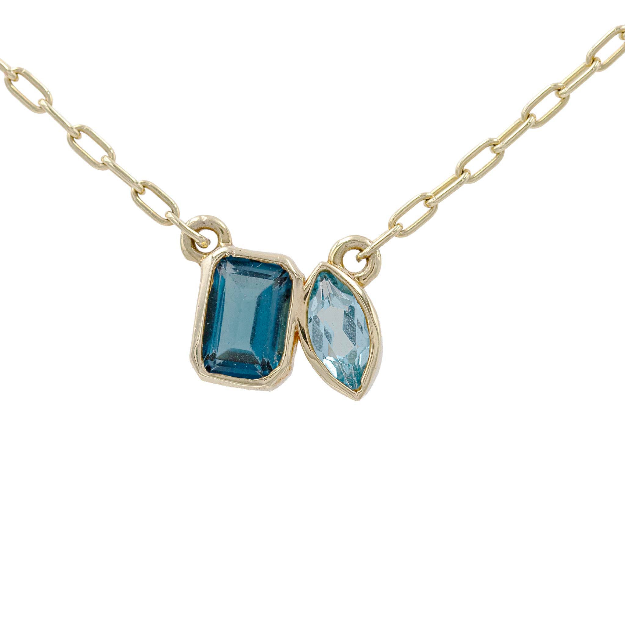 Toi Et Moi Blue Topaz Pendant Necklace