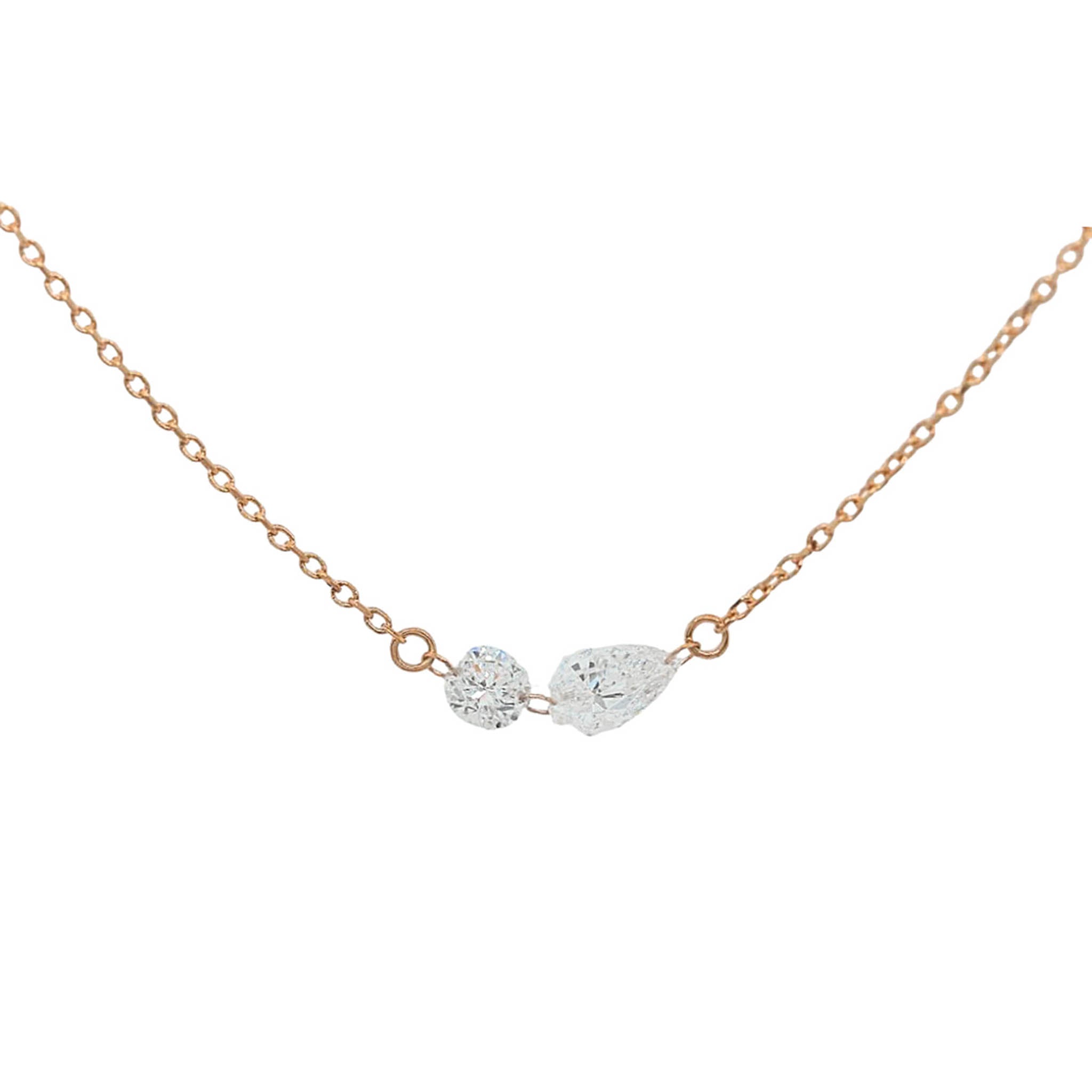 Round And Pear Shaped Lab Grown Drilled Diamond Pendant
