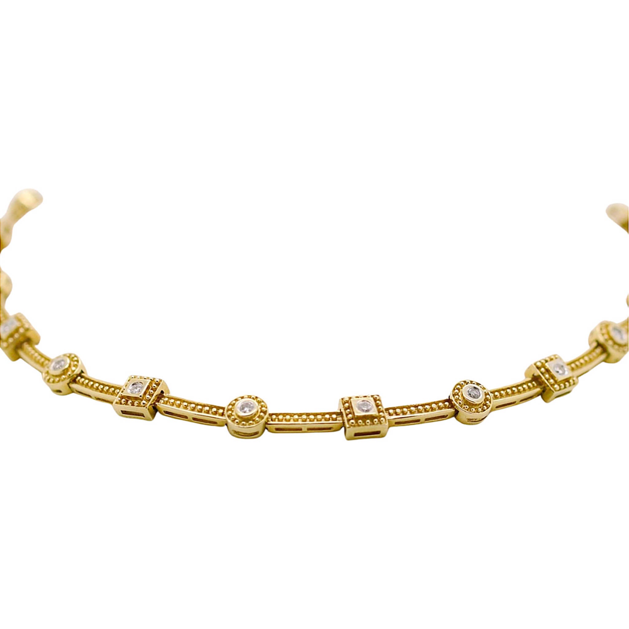 Designer Inspired Round And Square Diamond Section Necklace With Beading