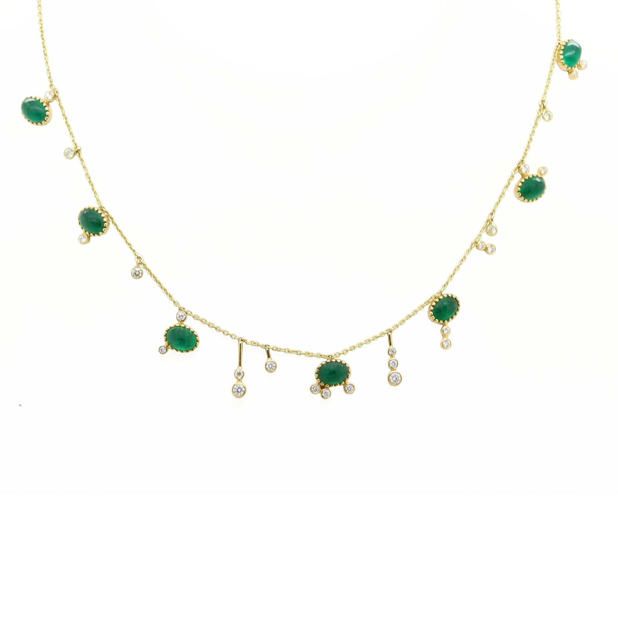 Emerald And Diamond Funky Necklace