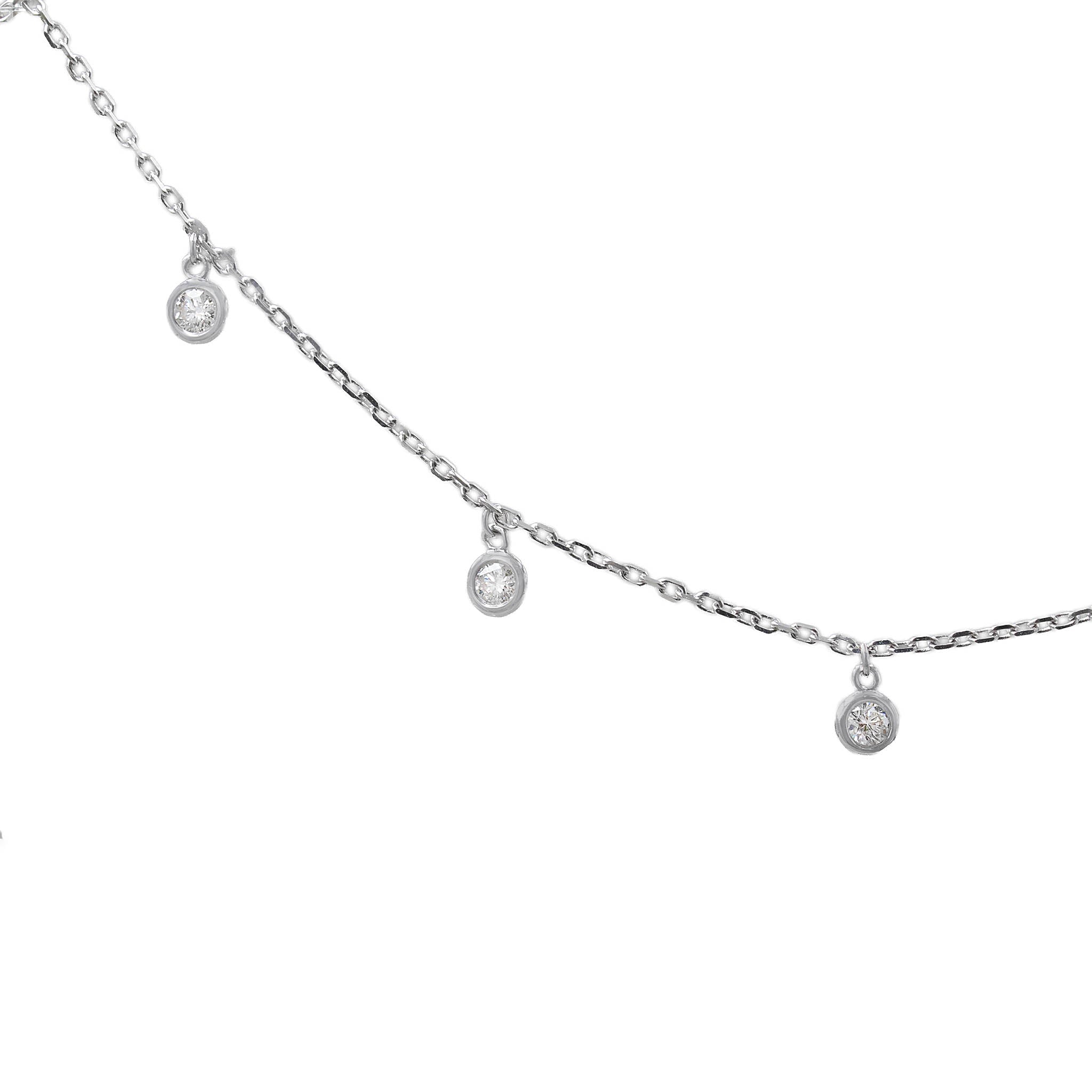 Bezel Set Diamond Drop Necklace In White Gold