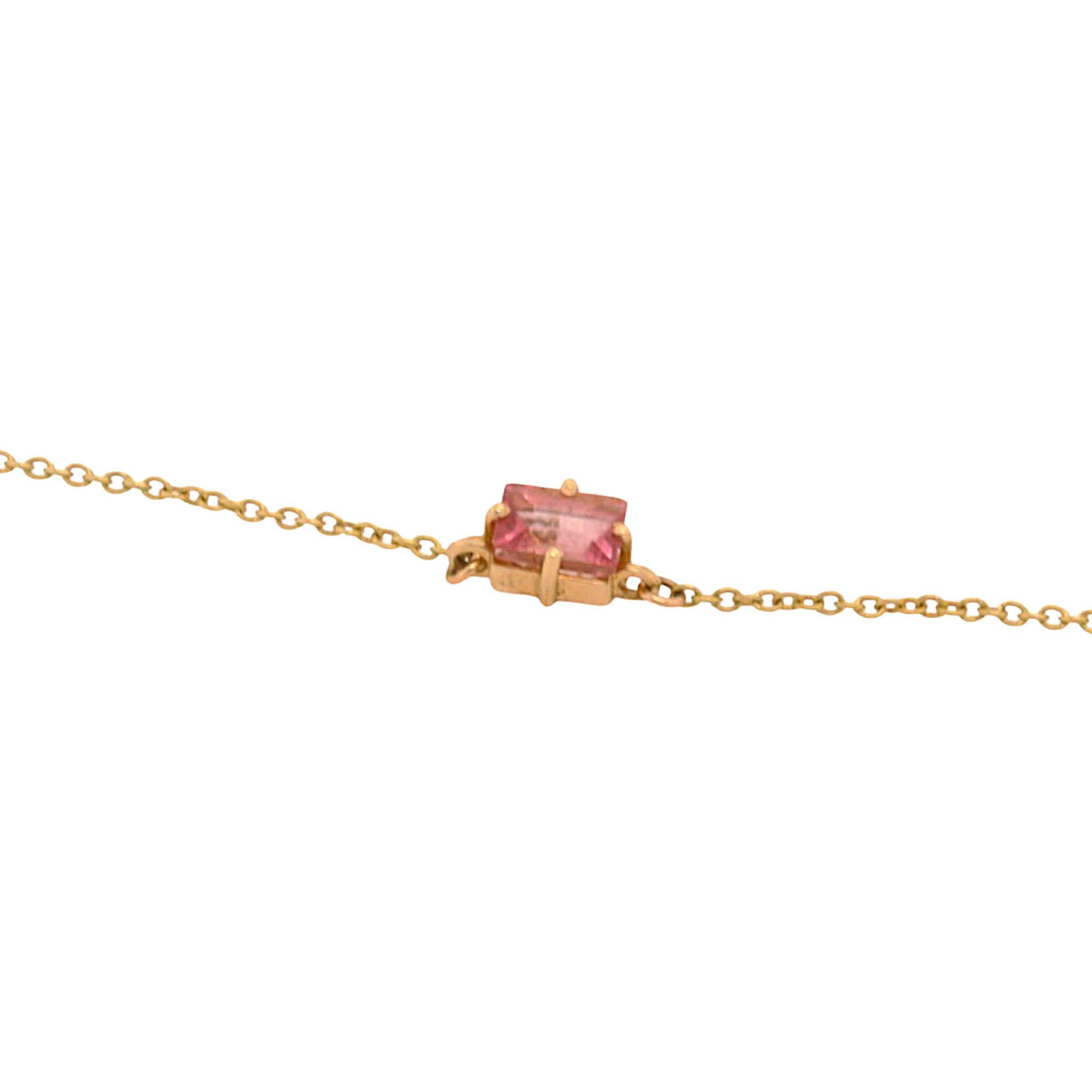 Emerald Cut Pink Tourmaline Station Necklace