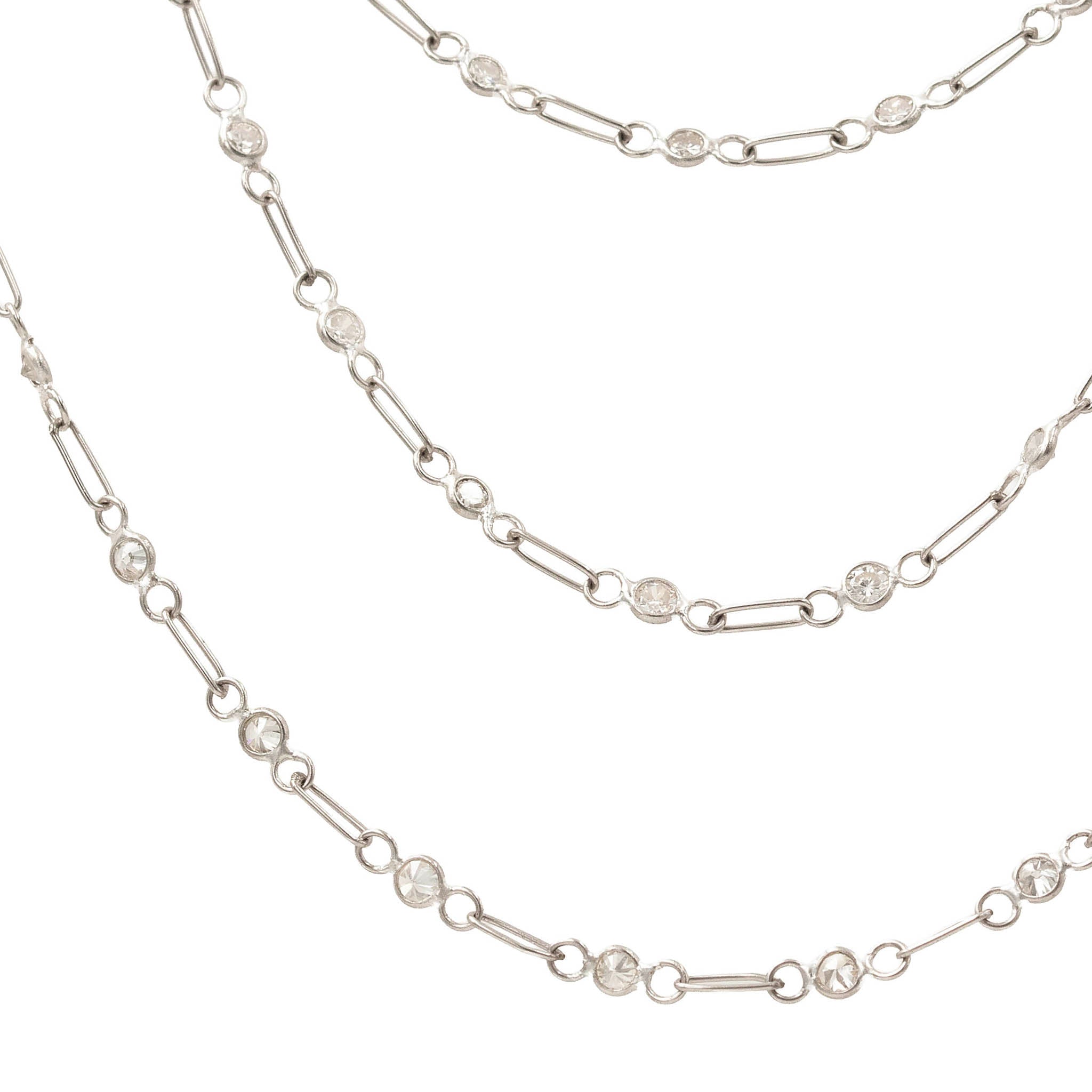 Handmade Platinum And Diamond Long Chain