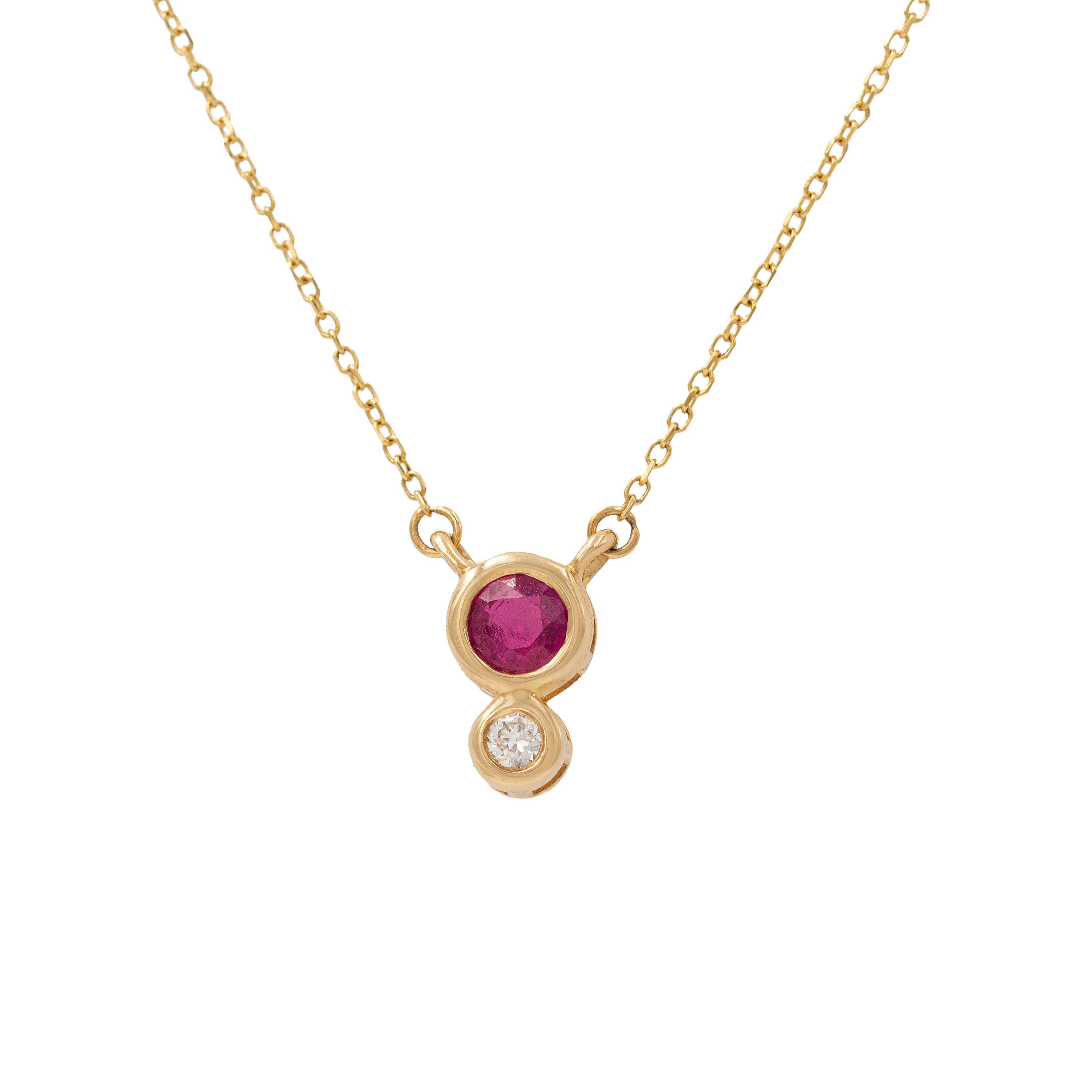 Bezel Set Ruby And Diamond Pendant Necklace