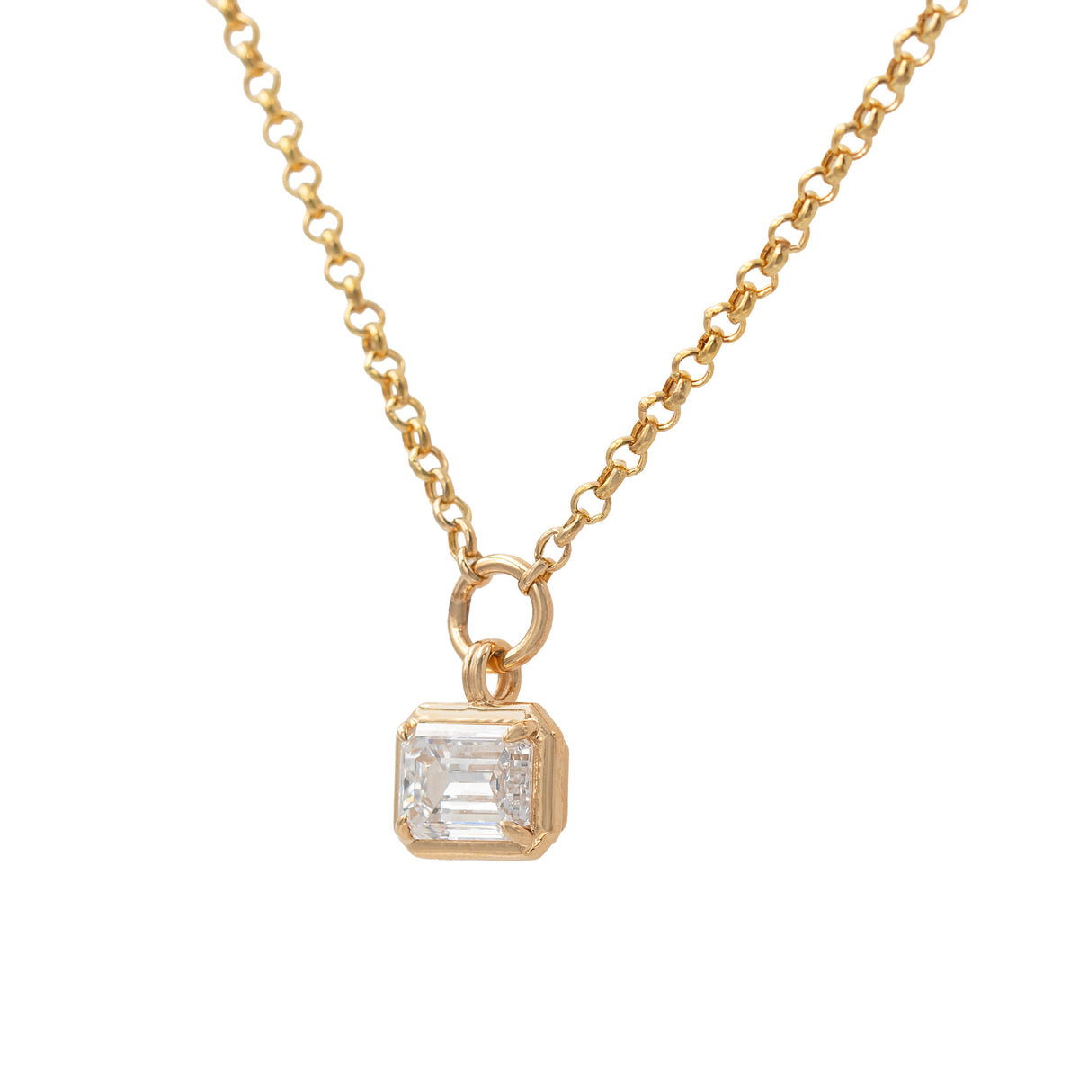 Emerald Cut Lab Grown Diamond In Vintage Style Bezel