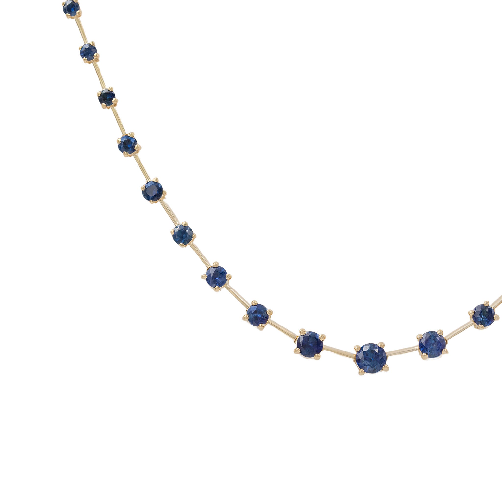 Graduating Round Sapphire Station Necklace