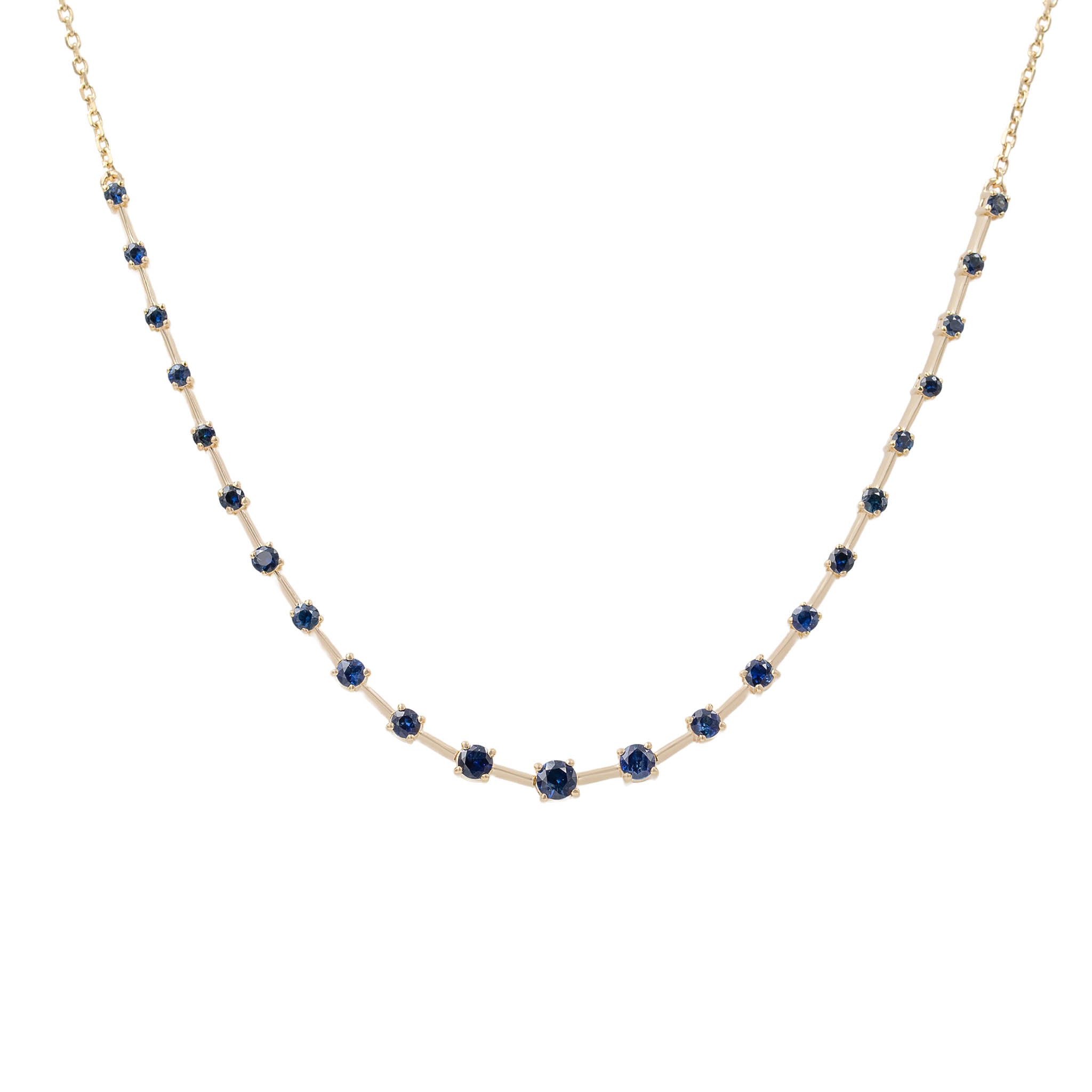 Graduating Round Sapphire Station Necklace
