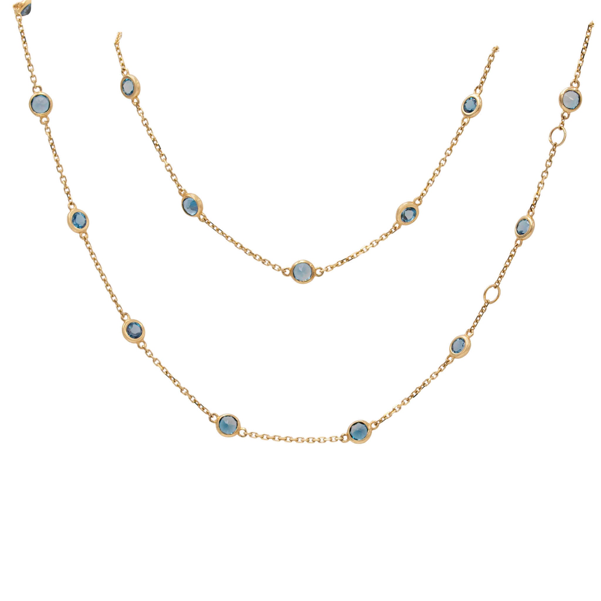 Bezel Set London Blue Topaz Station Necklace