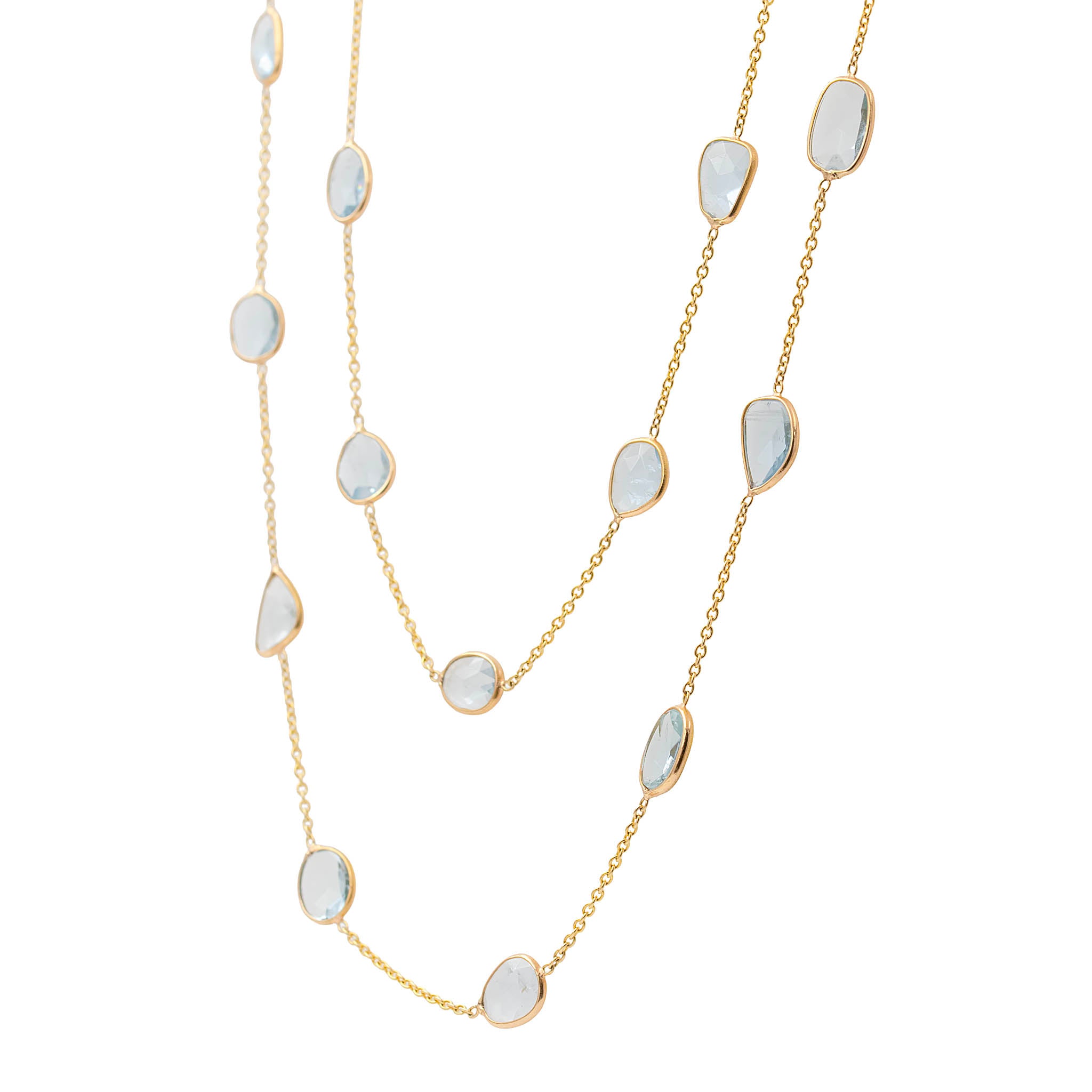 Bezel Set Aquamarine Station Necklace