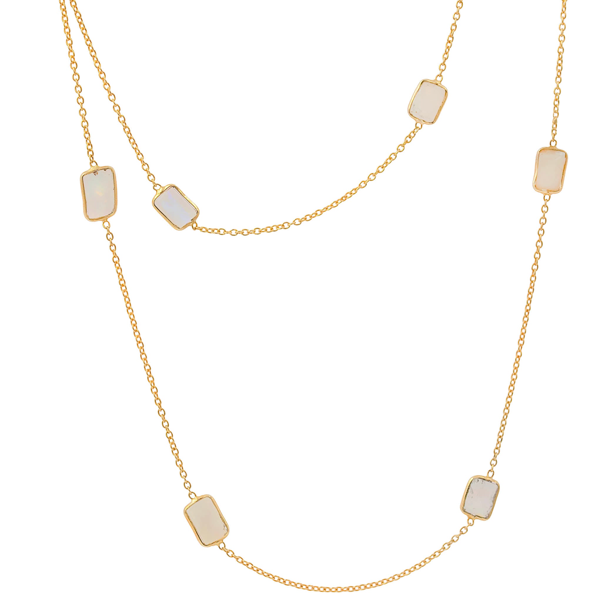 Bezel Set Opal Station Necklace