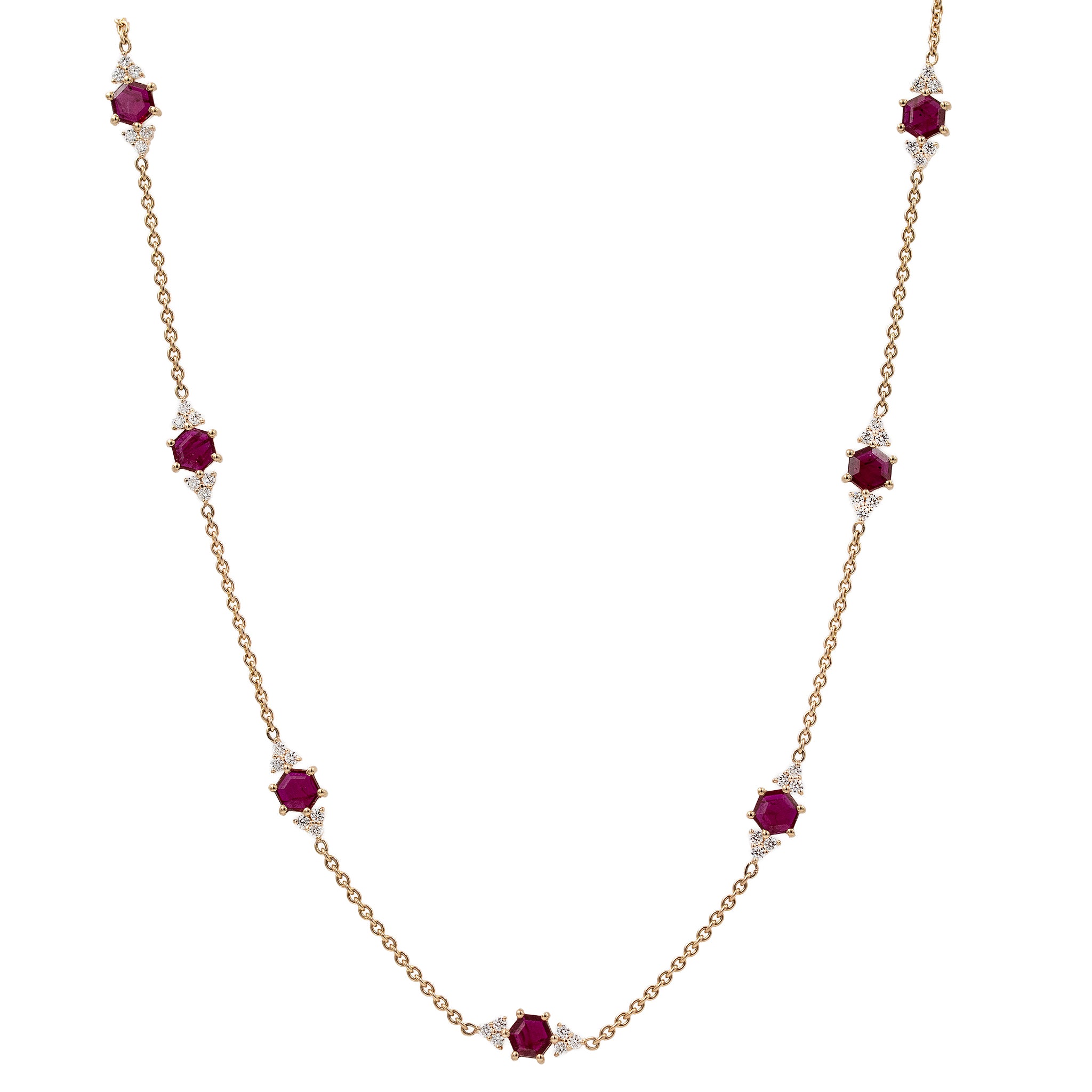 Ruby And Diamond Station Necklace
