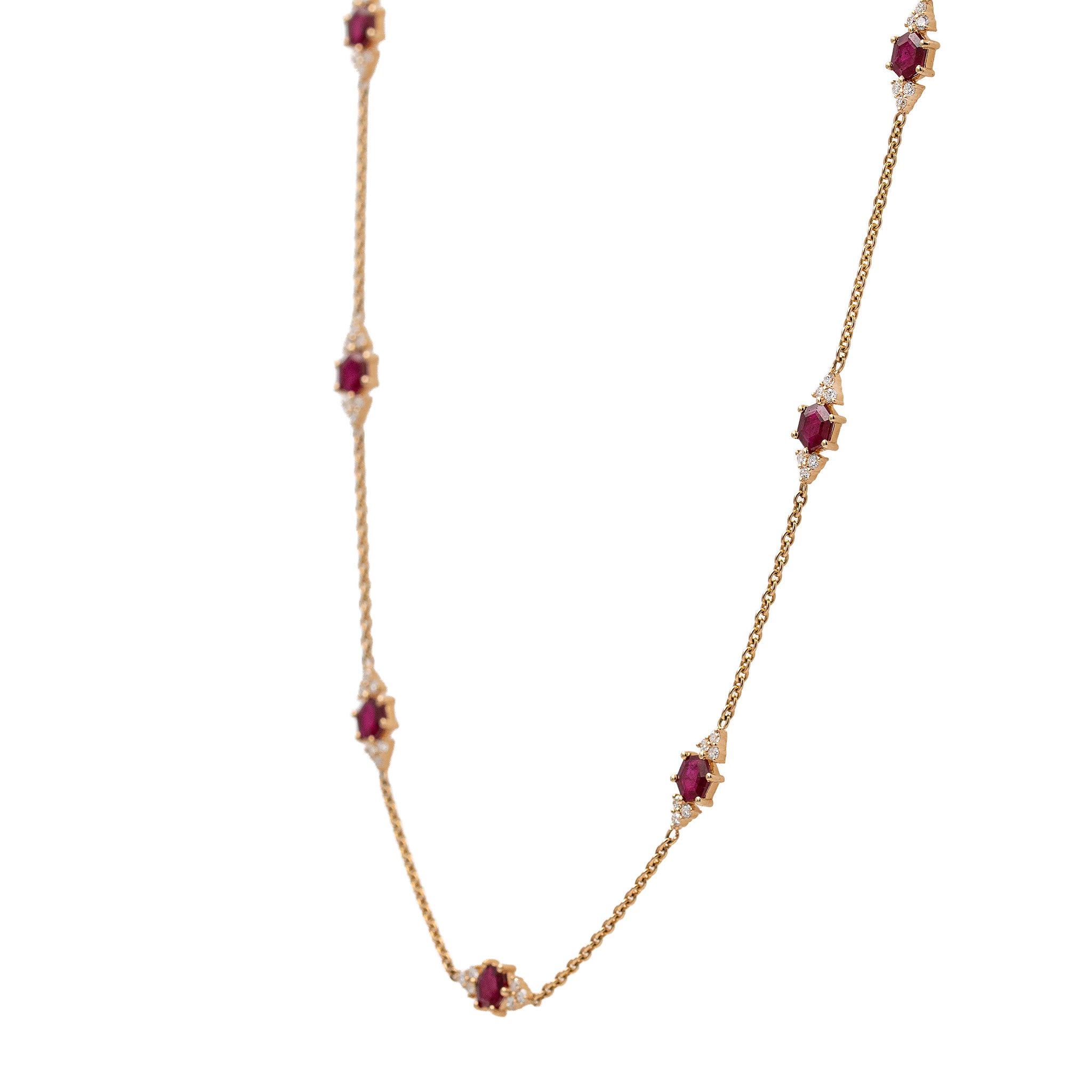 Ruby And Diamond Station Necklace