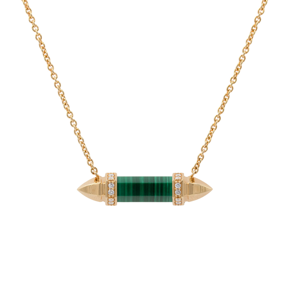Malachite Bar Pendant With Diamonds