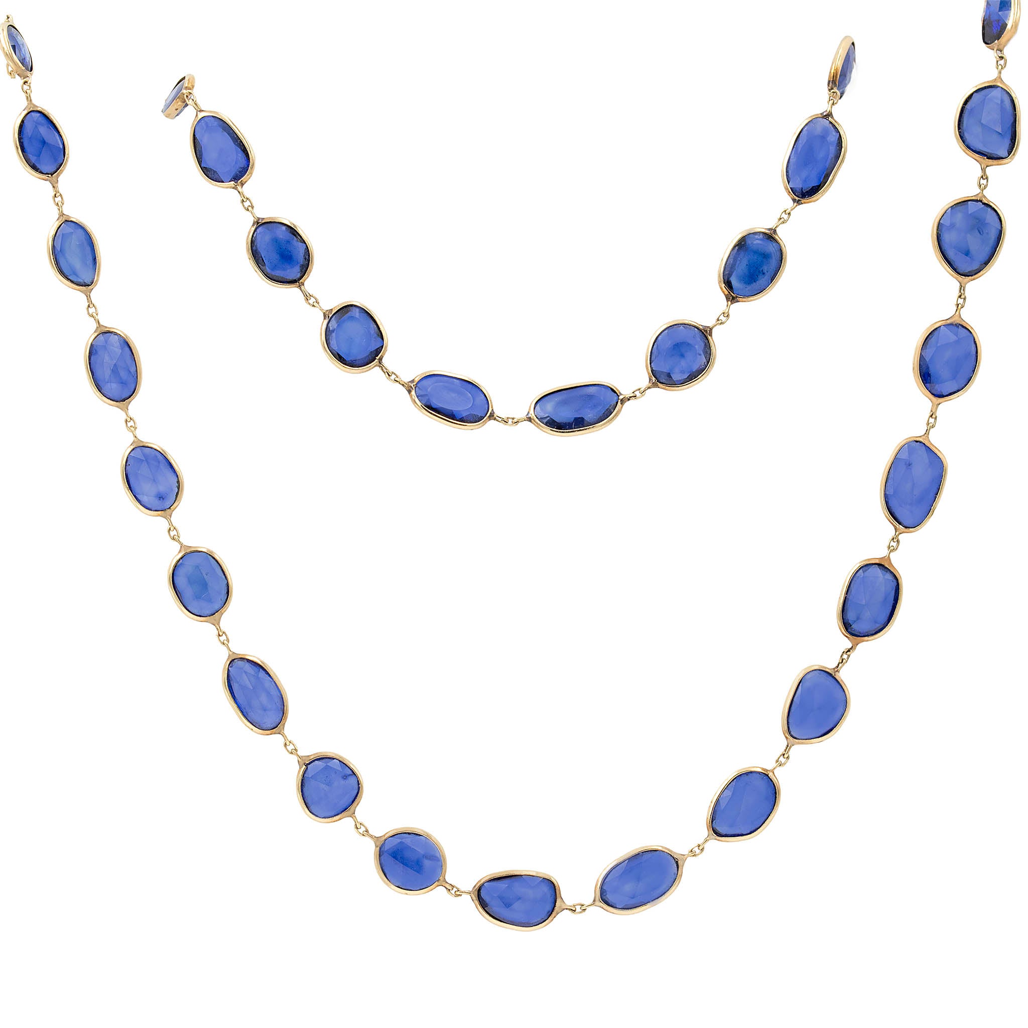 Bezel Set Sapphire Slice Necklace