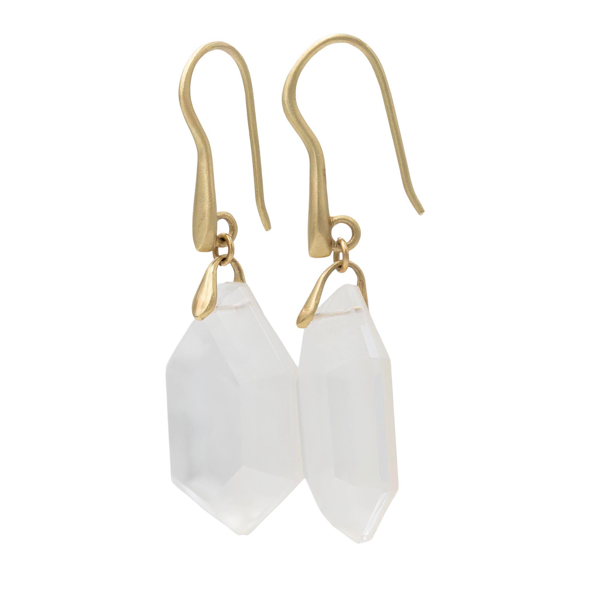 Hexagonal Mother Of Pearl Quartz Doublet Drop Earrings