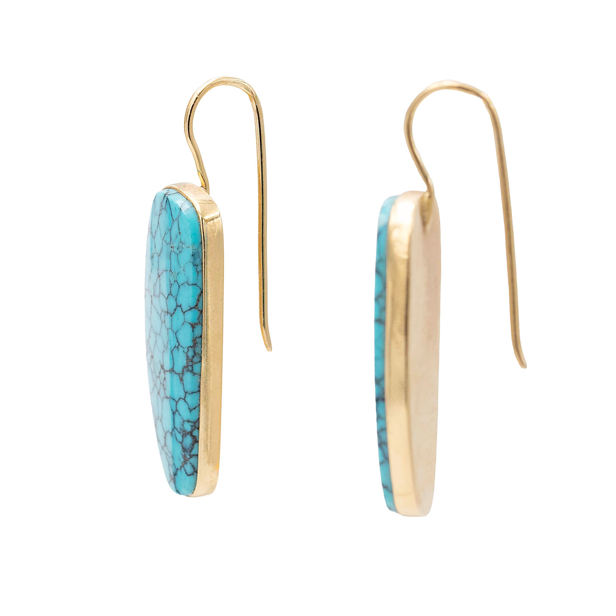 Bezel Set Turquoise Drop Earrings