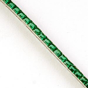 Platinum Diamond And Emerald Deco Pin
