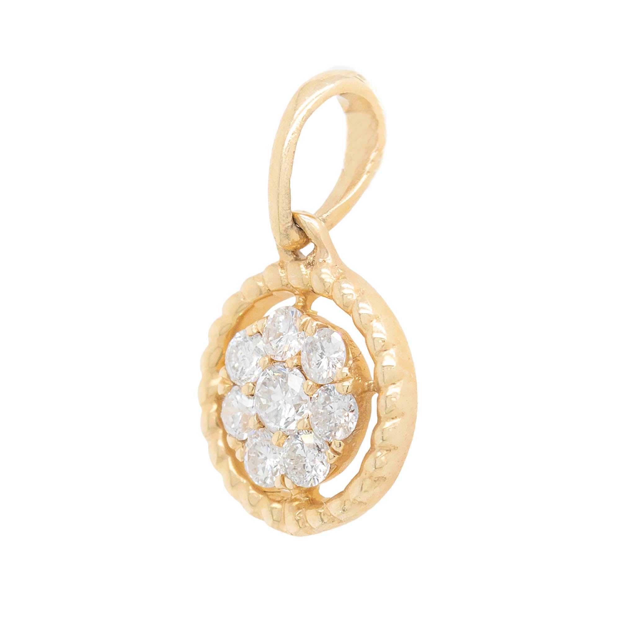 Diamond Cluster Circle With Twisted Frame Pendant