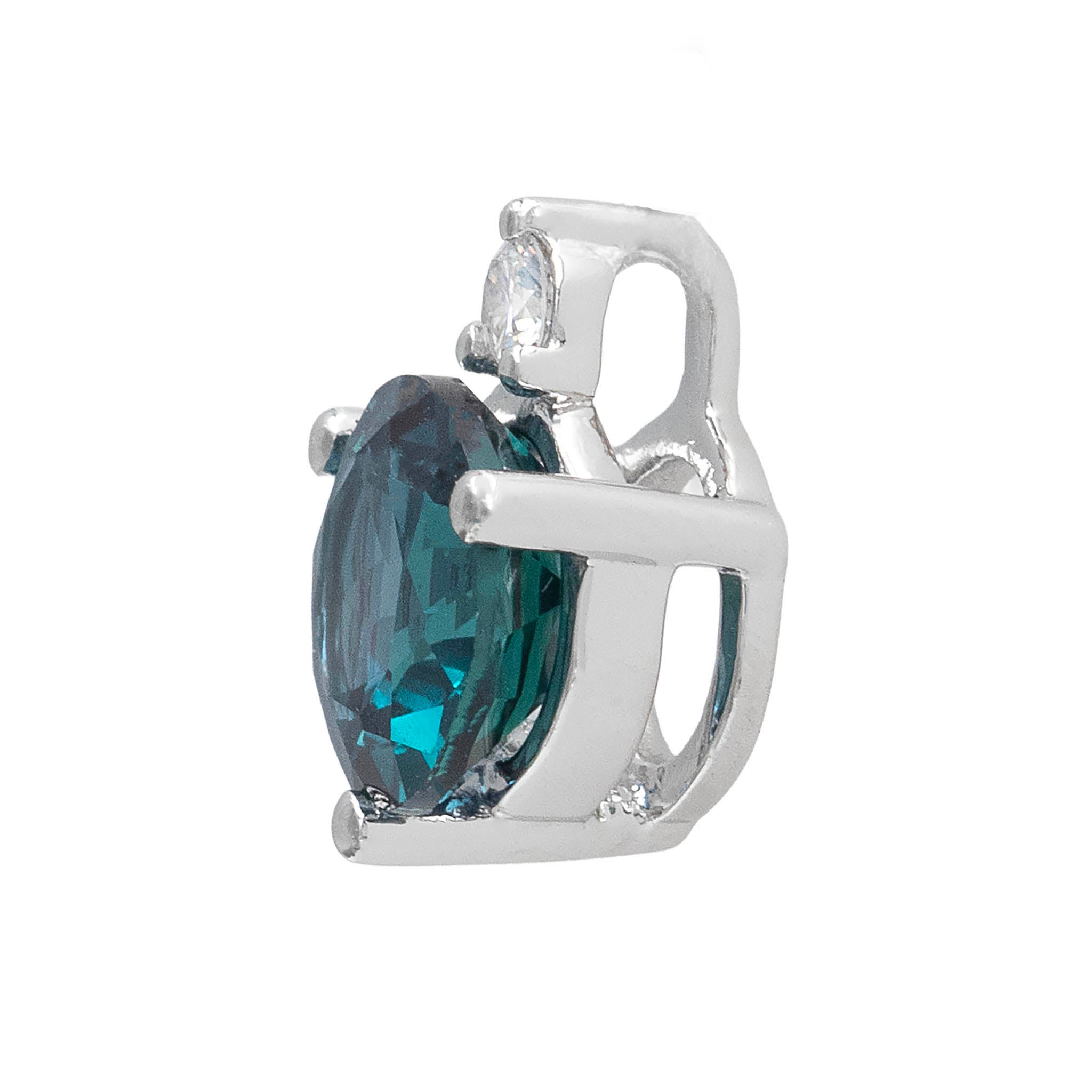 Created Alexandrite Pendant With Diamond Accent